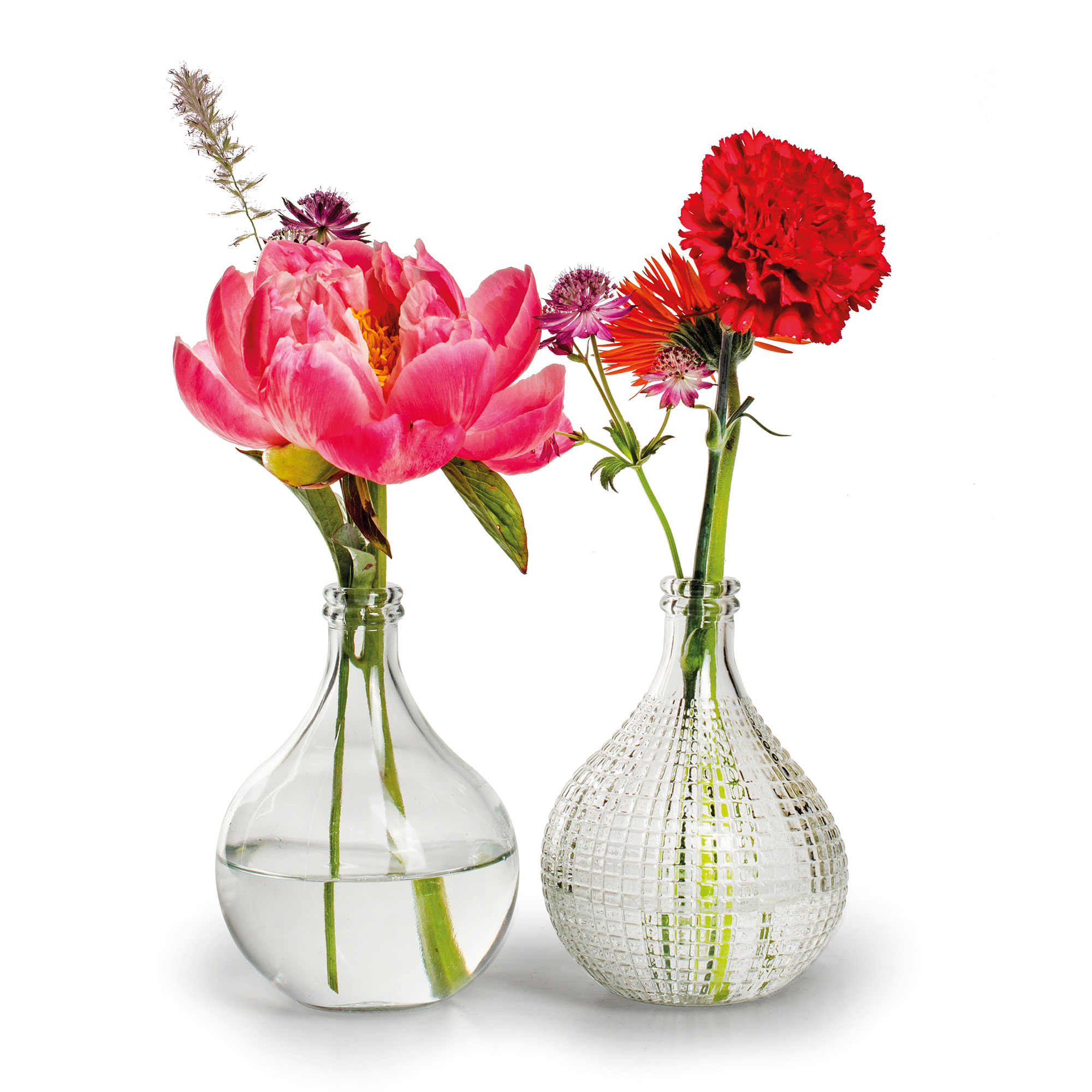 40748-2 6 x Vasen "Alwin" aus Glas im Vintage-Look H 15 cm