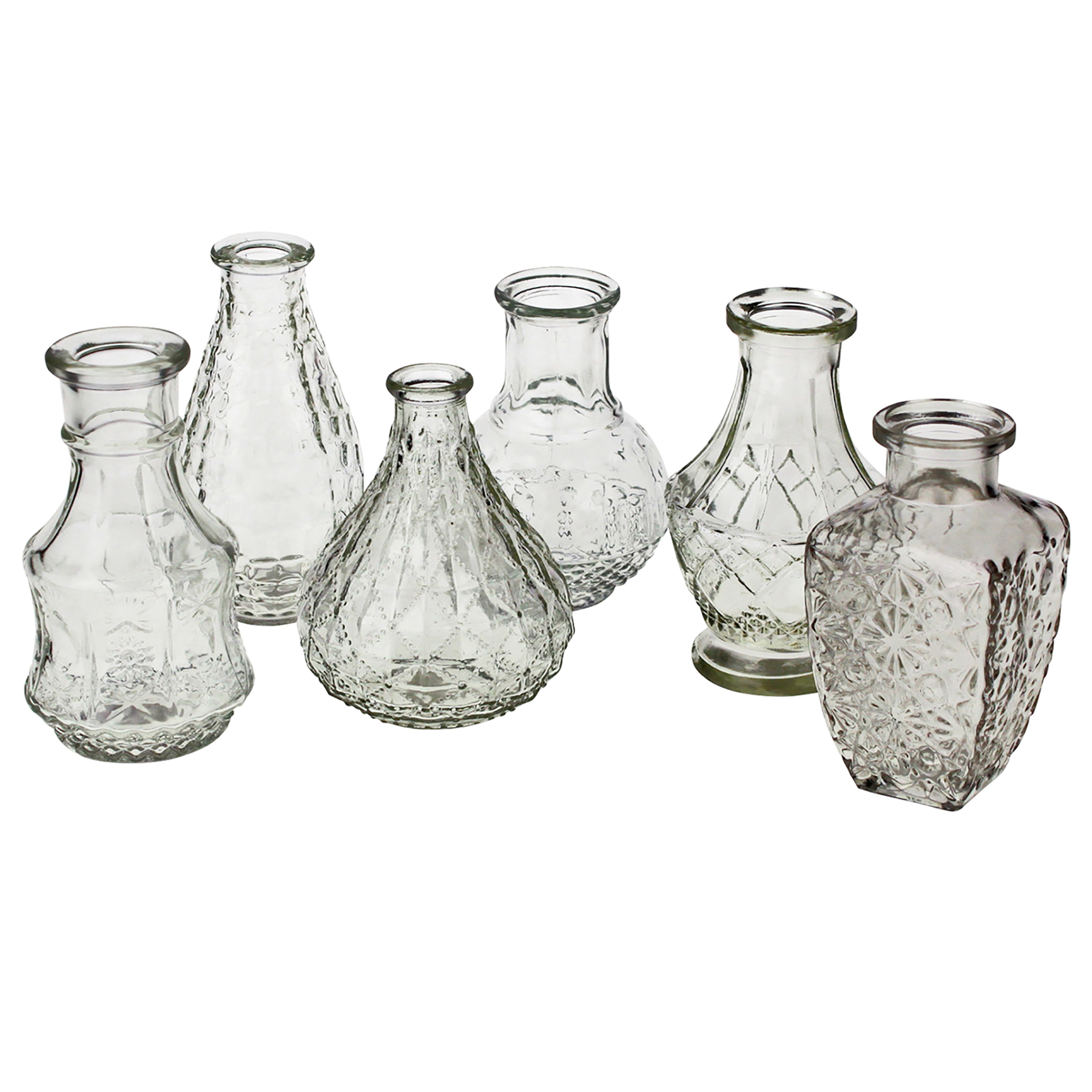 45812_vasen 6-tlg. Set Vasen aus Glas im Vintage Look in verschiedenen Größen erhältlich