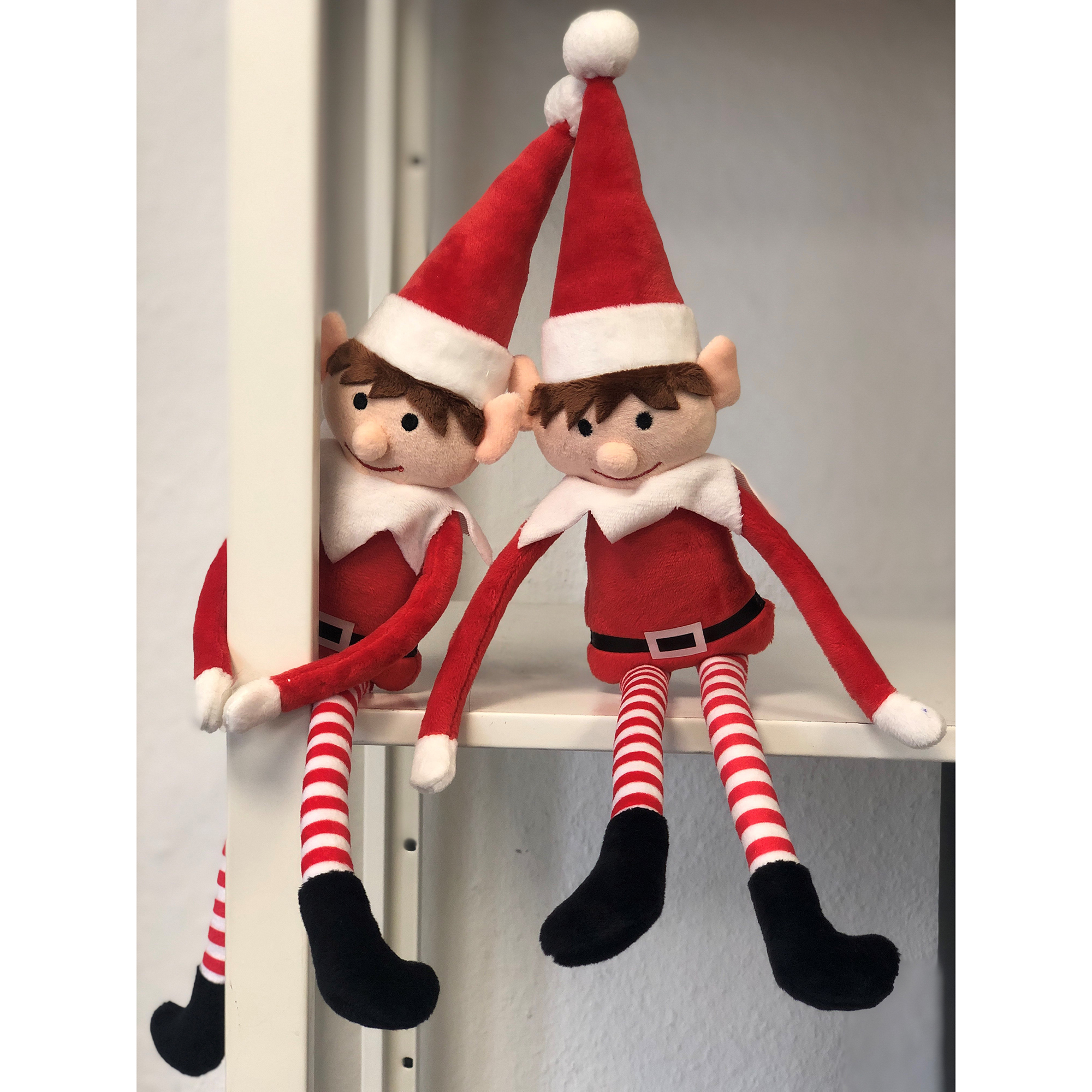 68825 2 x Weihnachtselfen aus Plüsch ca. 40 cm mit Kletthänden