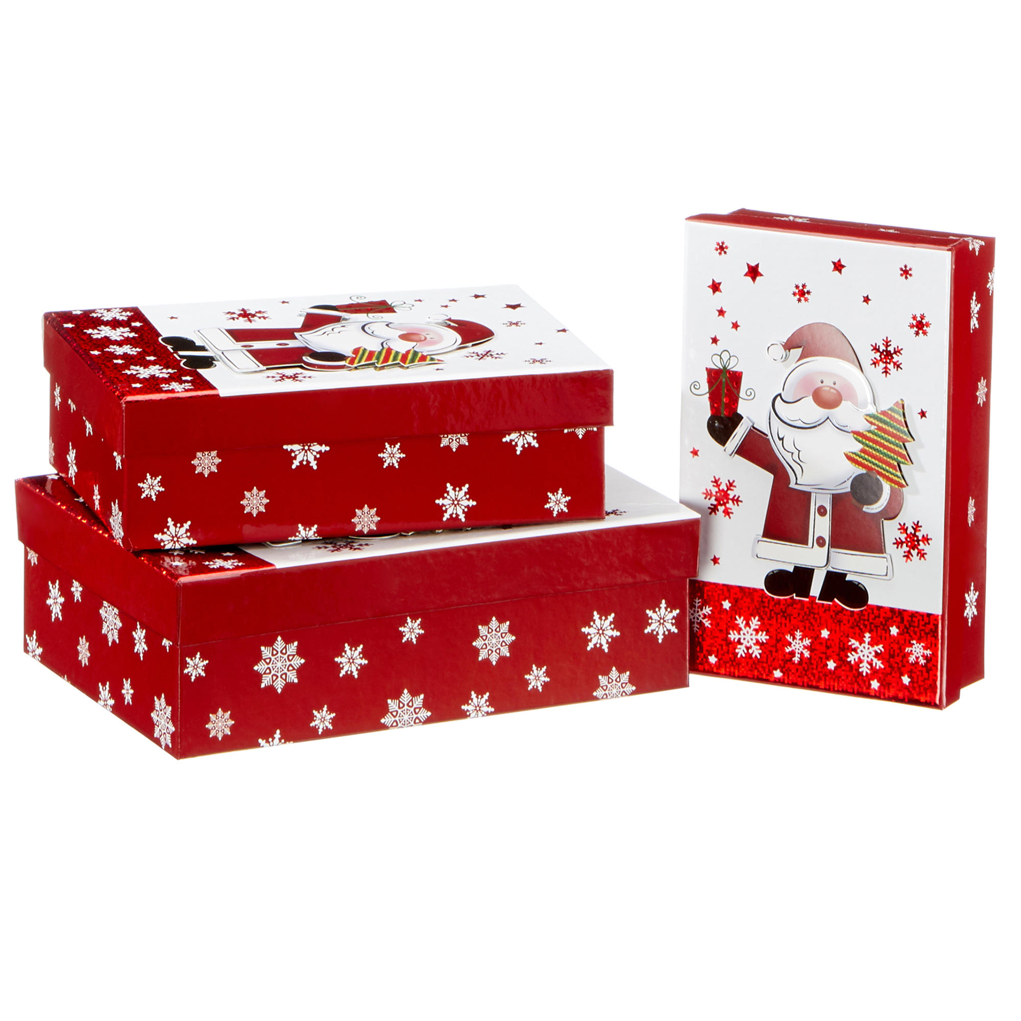 41064_dunkelrot 3-tlg. Set Geschenkboxen Weihnachten in 3-D-Optik