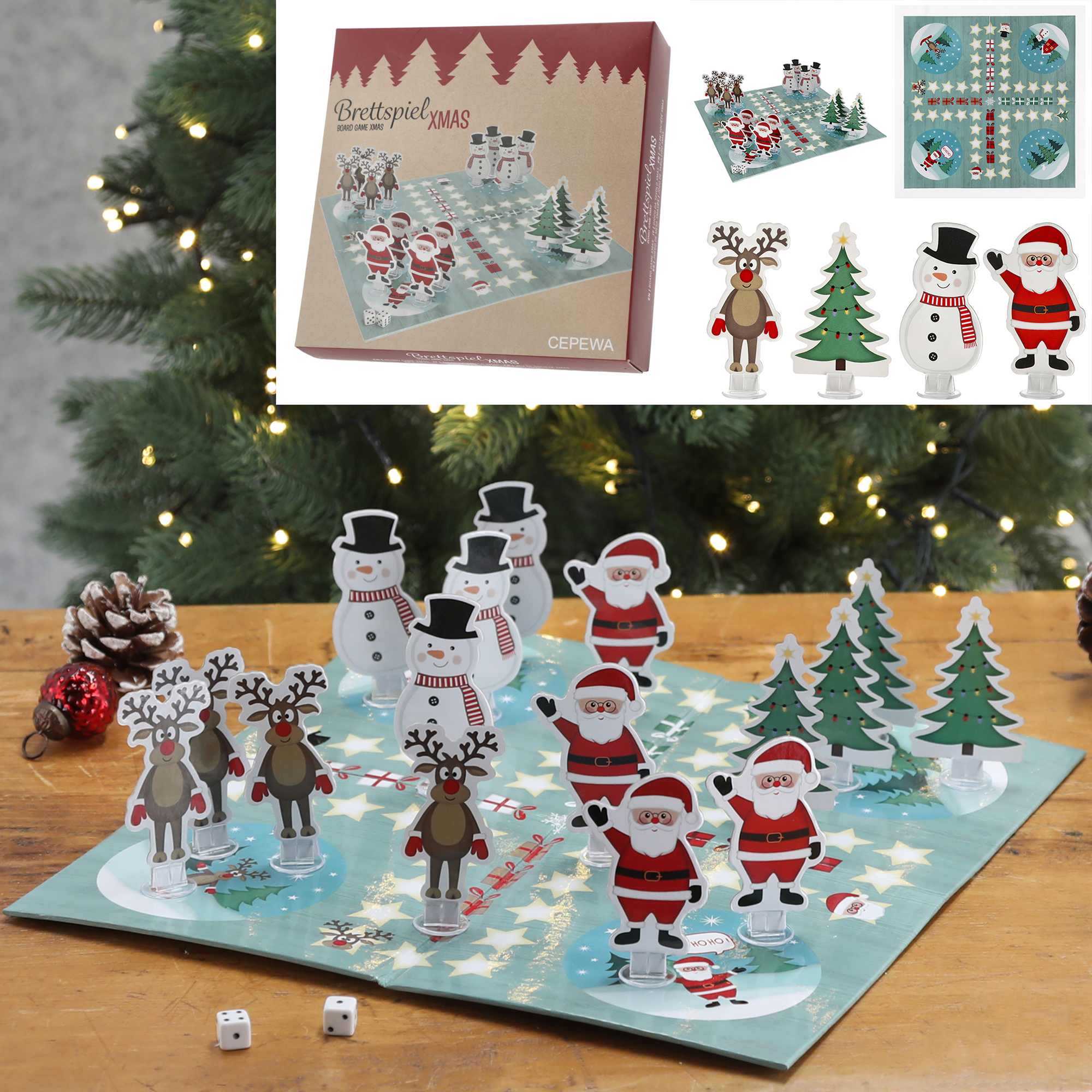 45905iK17VtJ4OOI6a Brettspiel "Ärgere Dich nicht" mit weihnachtlichen Figuren