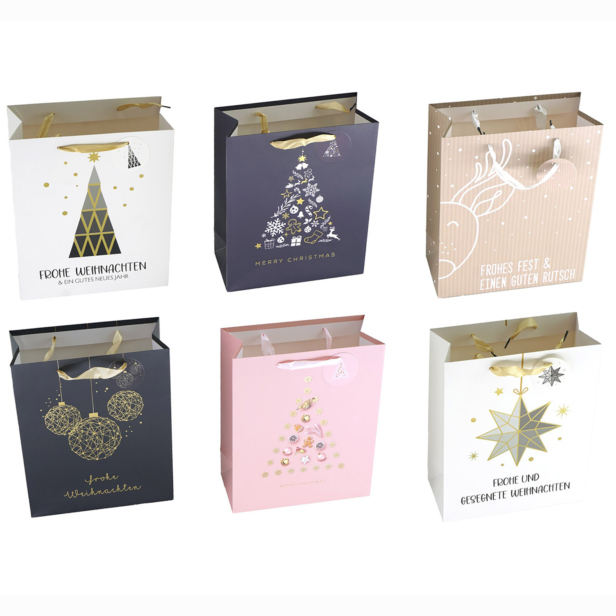 01258pC9OJkUktjk5c 12 x Geschenktüten aus Papier mit Henkel in edlem Look