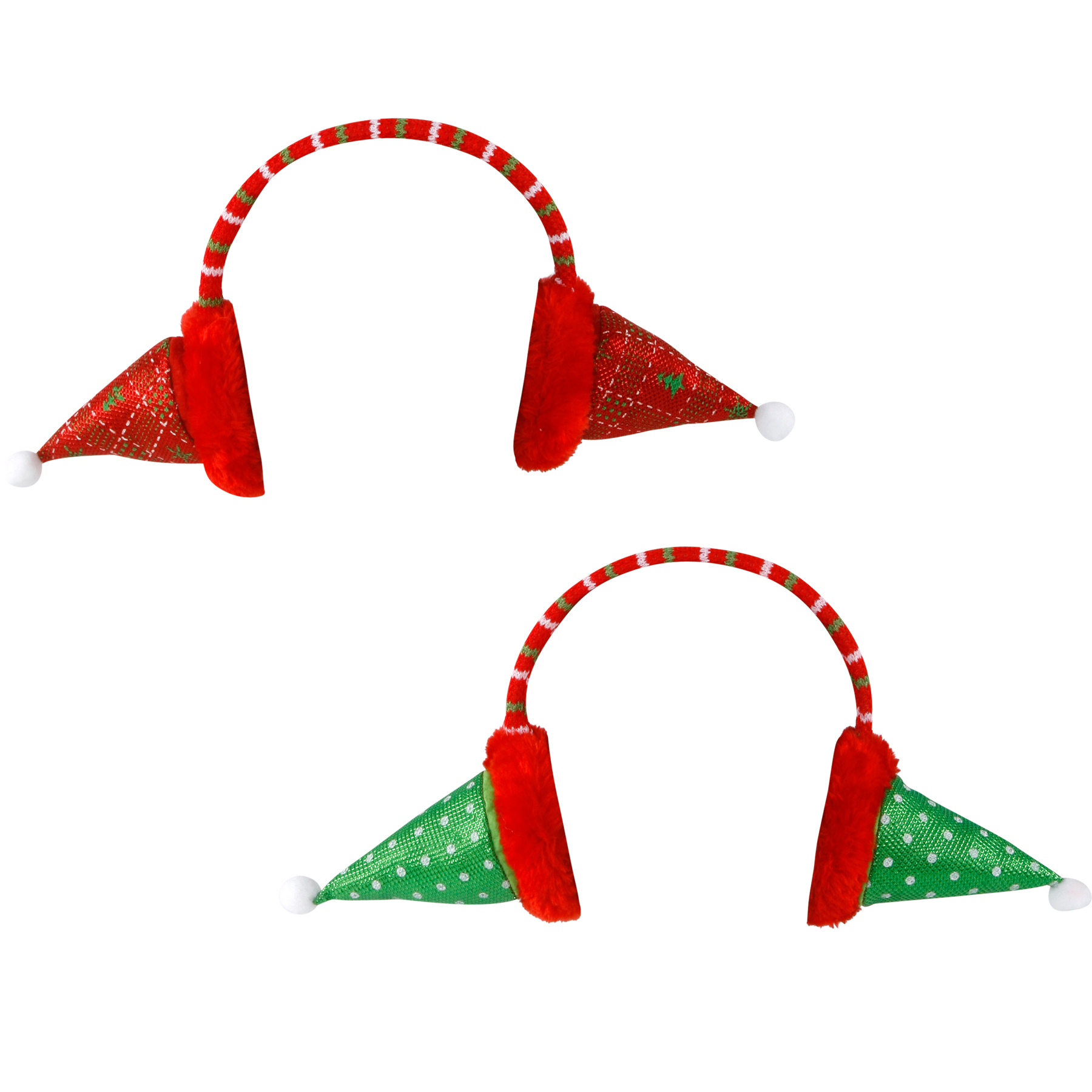 880384_Hohrw-rmer-elf 2 -tlg. Set Haarreifen Weihnachten als Ohrwärmer mit Nikolausmütze - Zwei Modelle