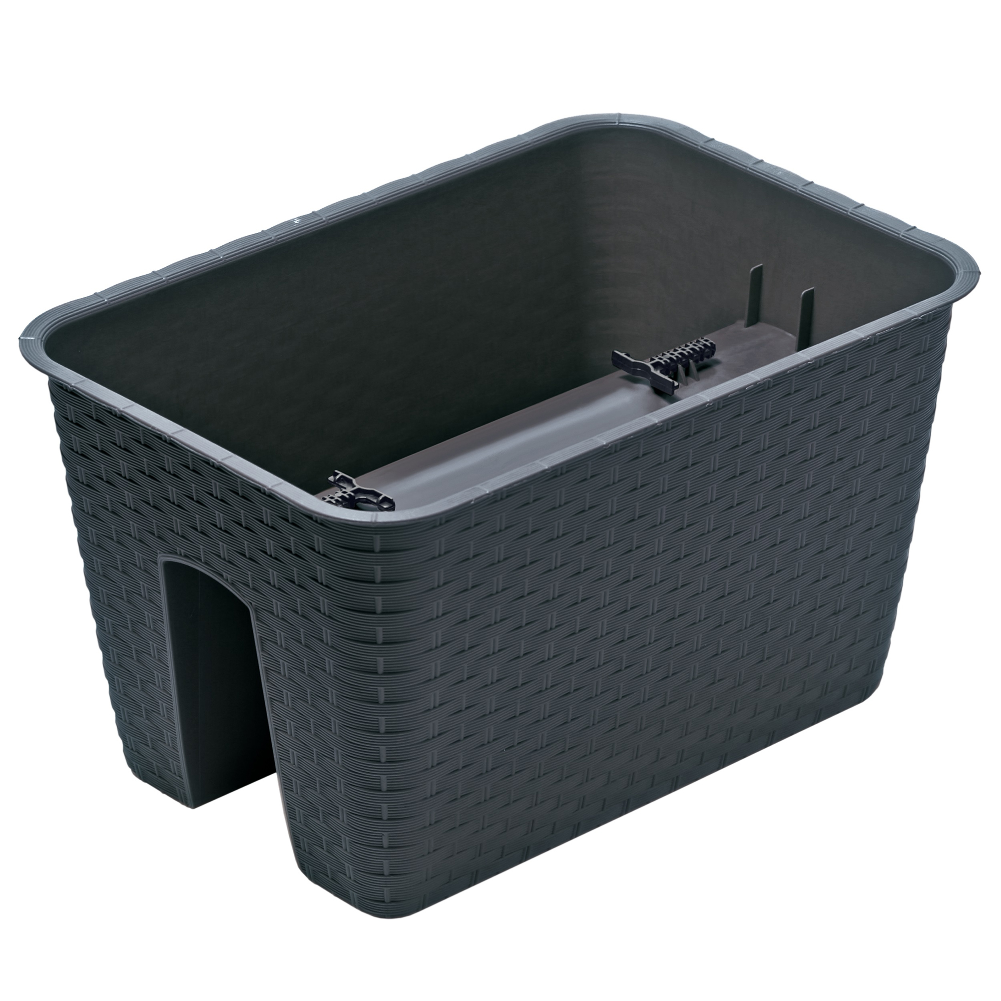 DRLB400-S433 Ratolla "Square" Blumenkasten für Geländer in Rattan-Optik