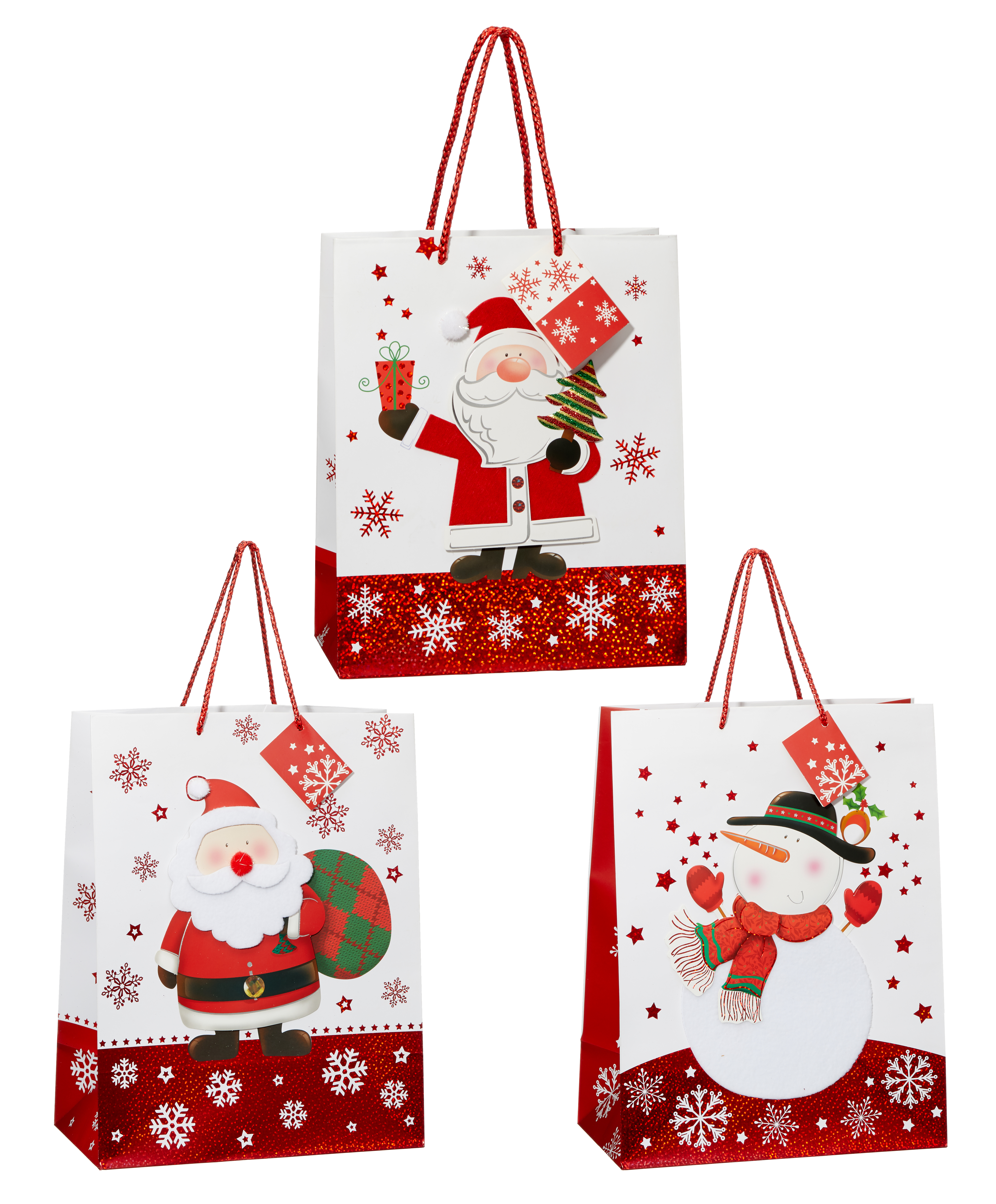28998 6 x Geschenktüten für Weihnachten in drei Modellen sortiert