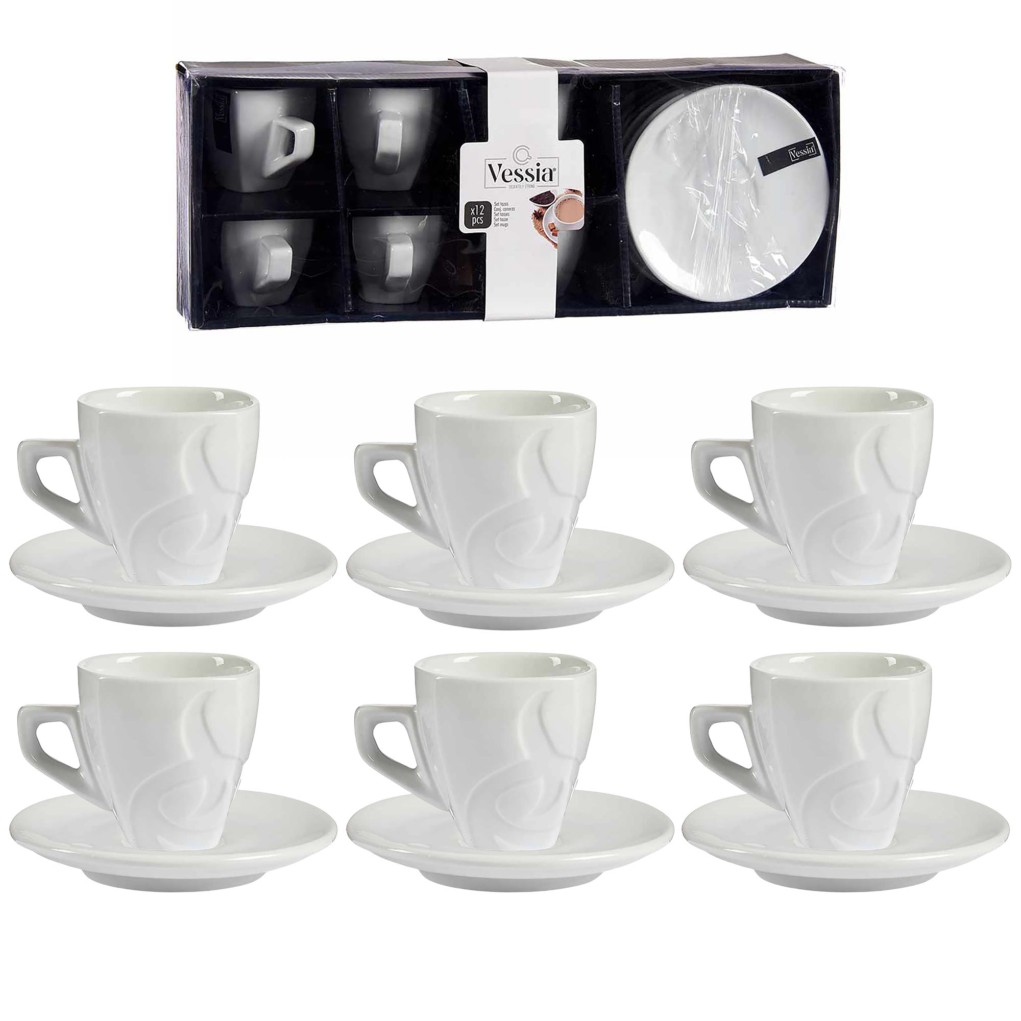 90392_2-6erkGz3LNYvWEWtL 6 x Tassen mit Unterteller aus Porzellan / 12-teilig