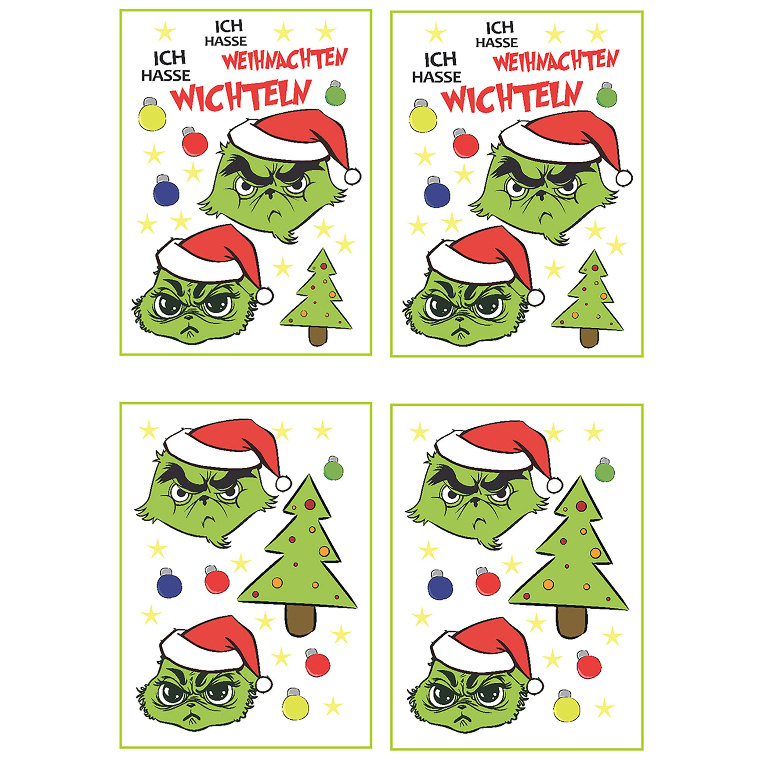 4 x Bögen Fenstersticker "Festtags-Muffel" 30 x 20 cm