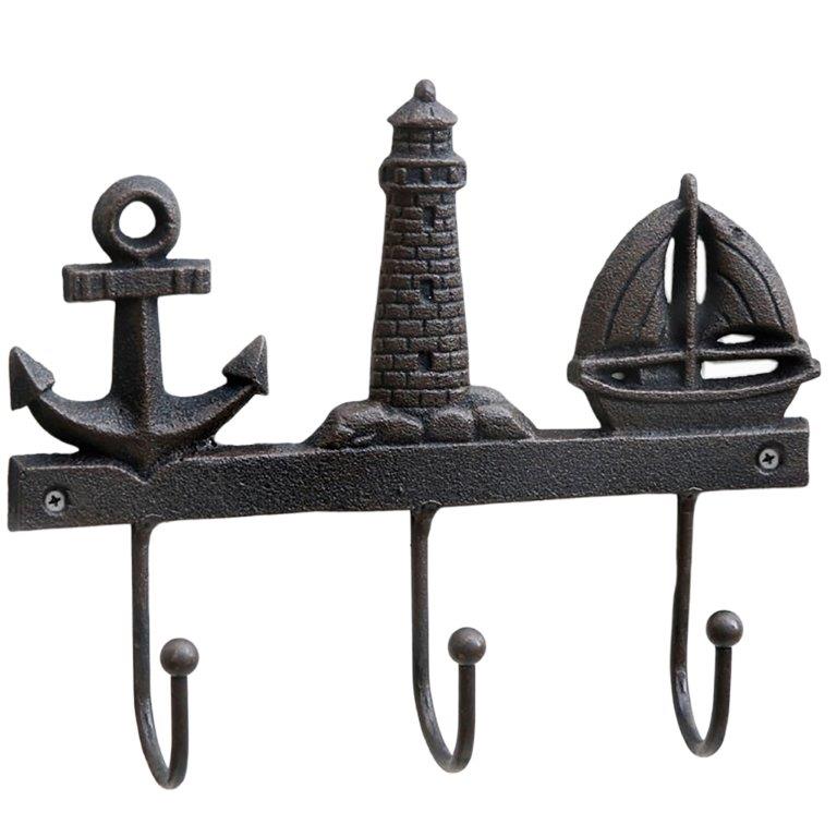 70221_Wandhaken-Maritim Hakenleiste "Maritim" aus Gußeisen mit 3 Haken L 20,5 cm
