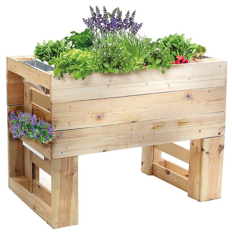 Hochbeet aus unbehandeltem Holz mit verzinkten Pflanzkästen
