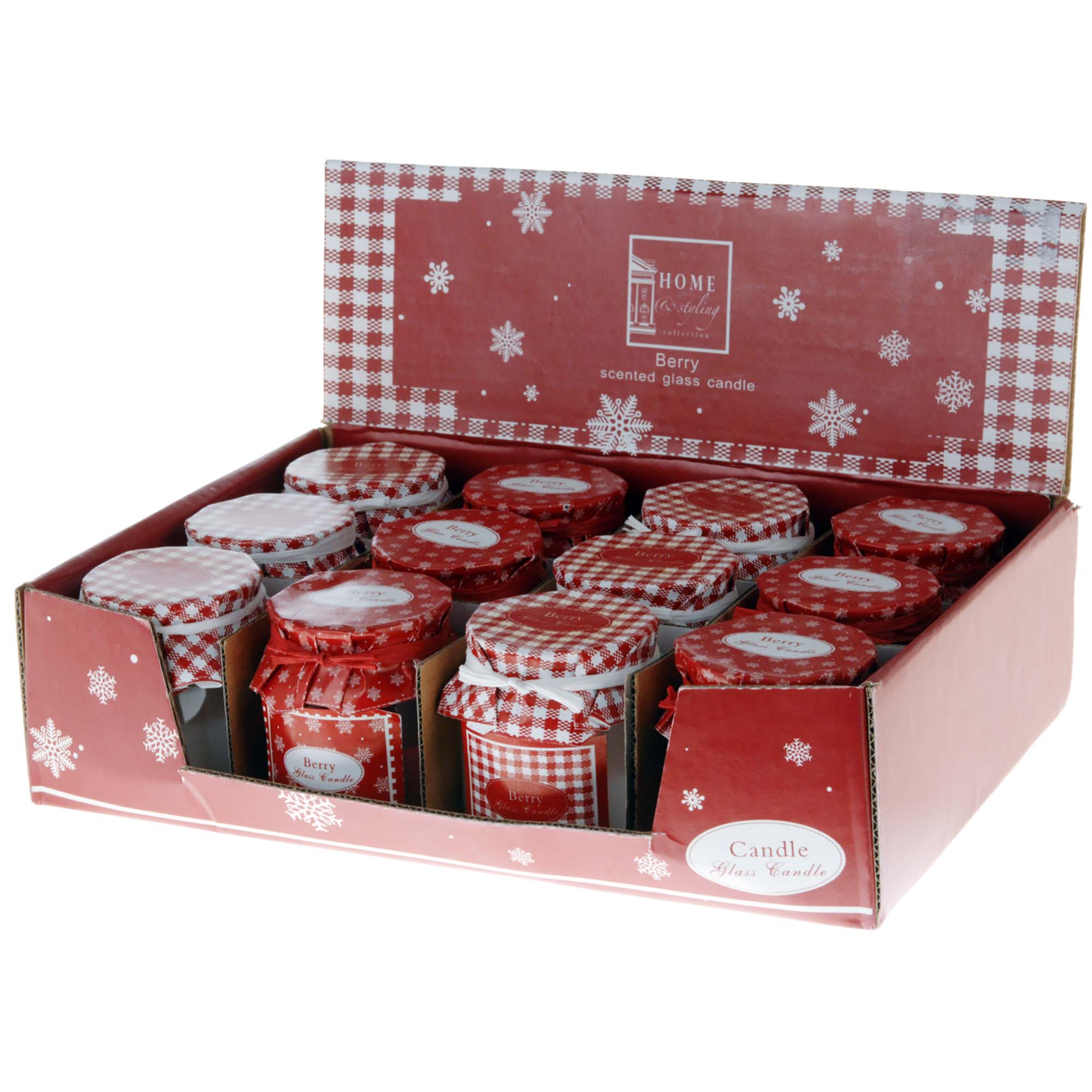 Duftkerzen im Glas H 6,5 cm in zwei weihnachtlichen Modellen sortiert