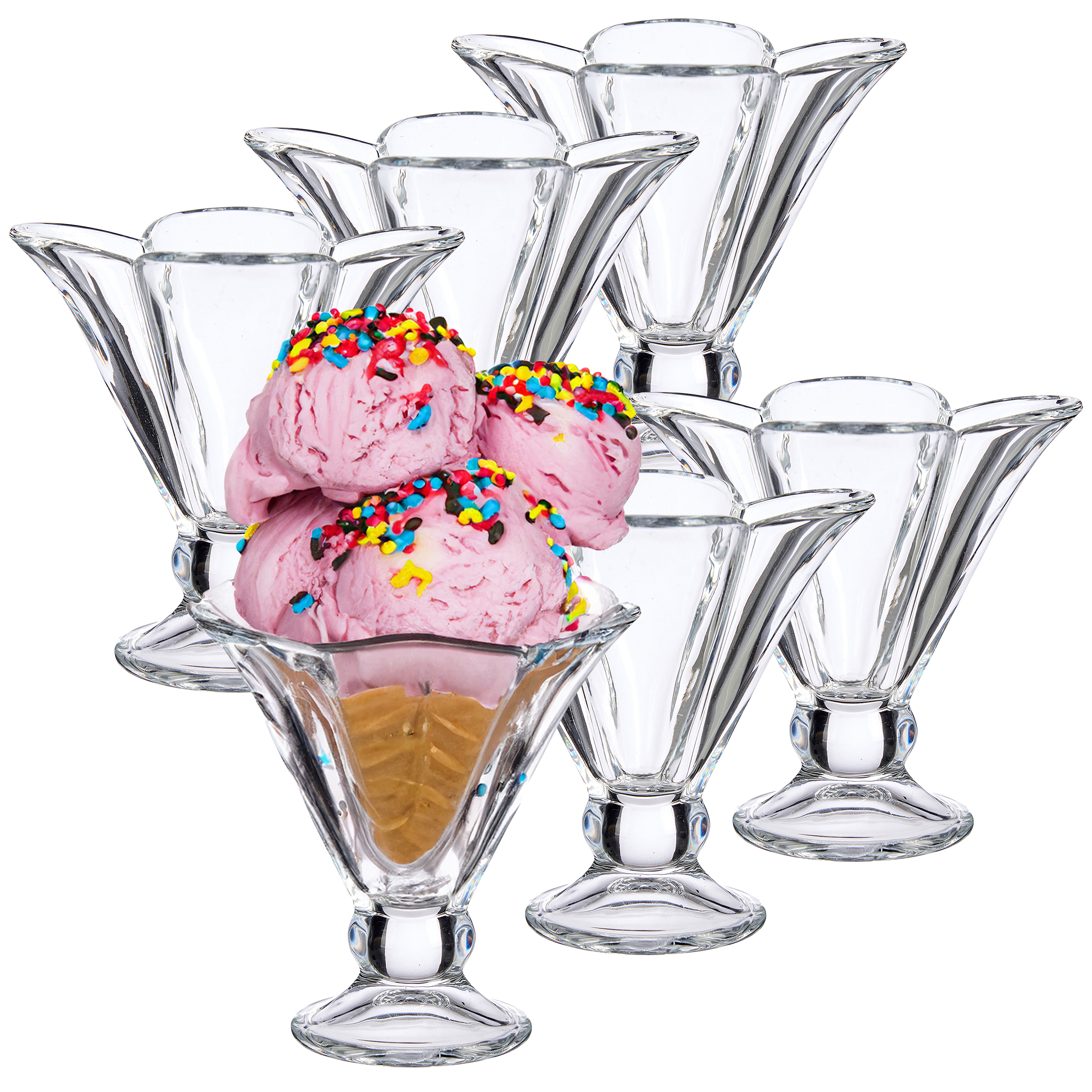 41334_6er 6-tlg. Set Eisbecher aus Glas in Tulpenform mit Fuß 200 ml
