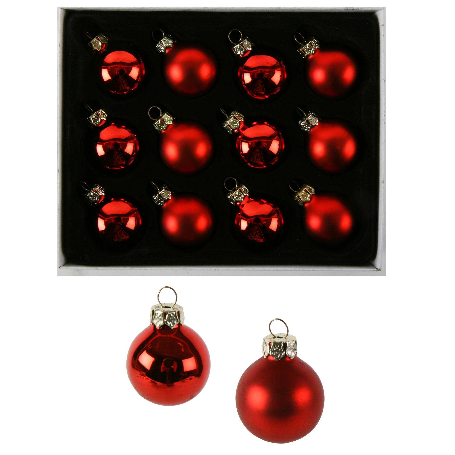 12 x Baumkugeln aus Glas zum Hängen Ø 3 cm