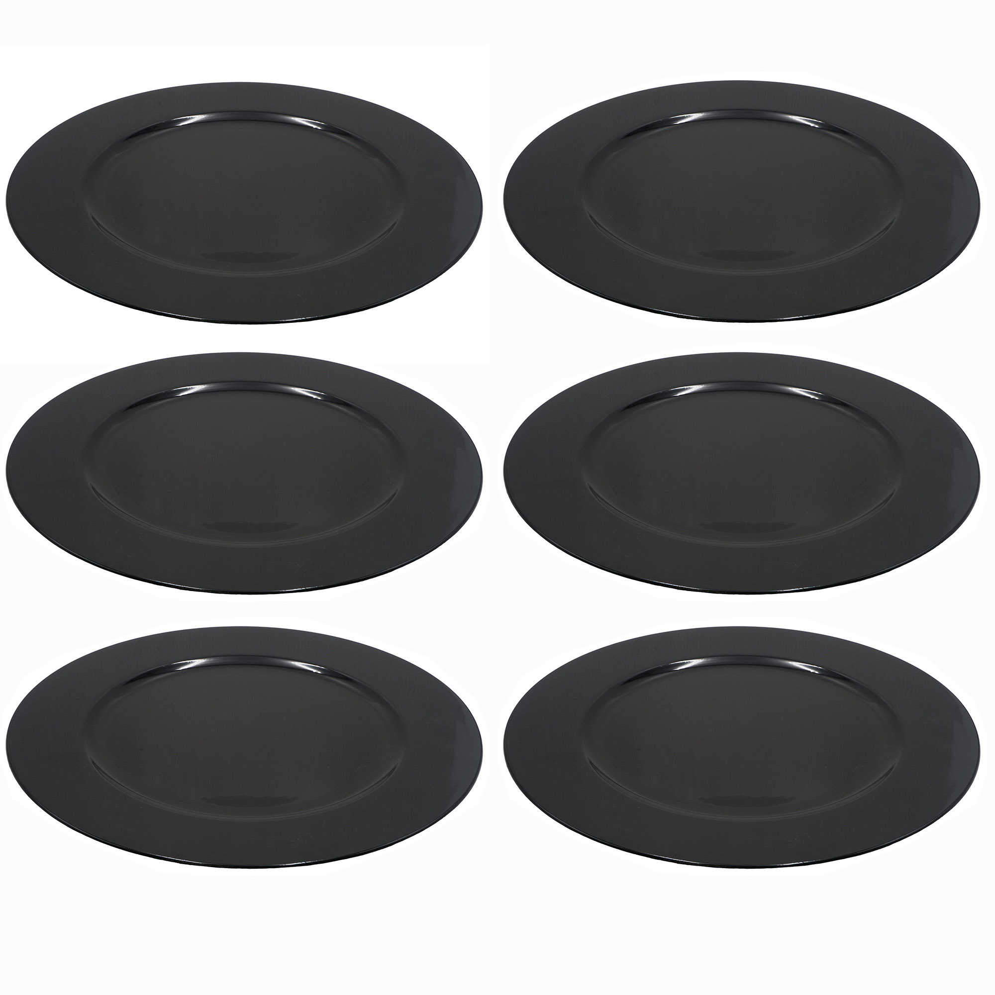 6 x Platzteller stilvoll - glänzend schwarz Ø 33 cm