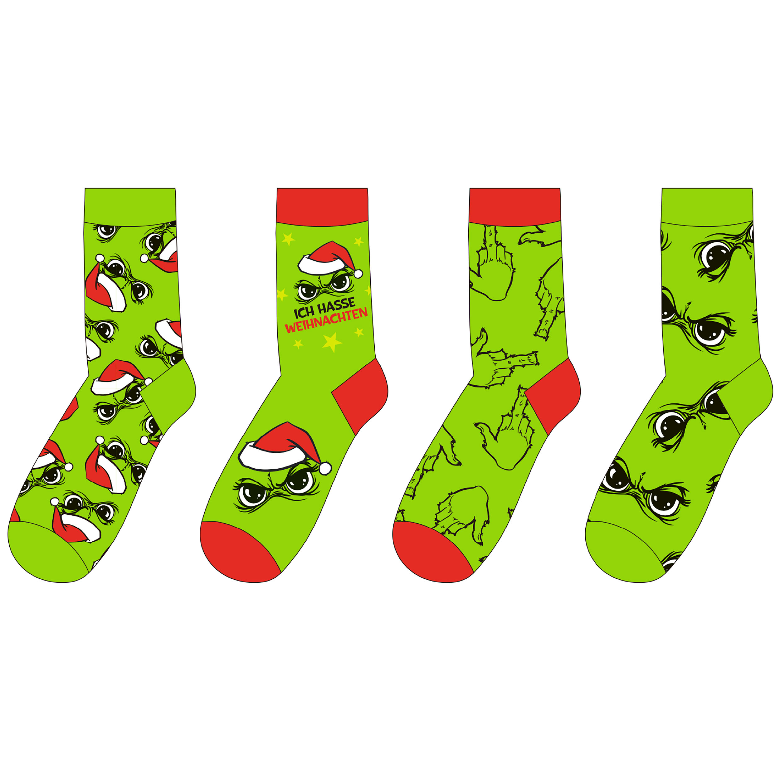 04353_ 4 Paar Festtags-Muffel Socken - Einheitsgröße für Damen und Herren - vier Modelle