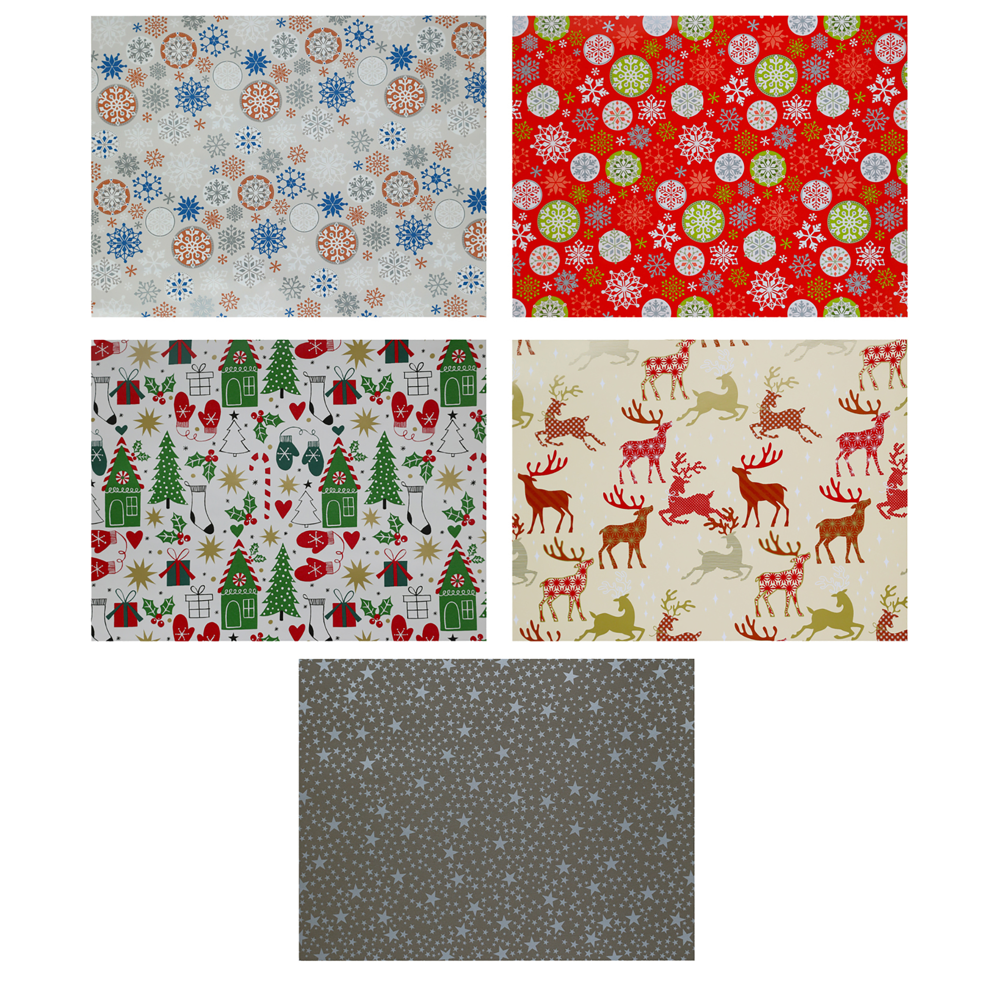 5 Rollen Geschenkpapier für Weihnachten - pro Rolle 2 x 0,7 m