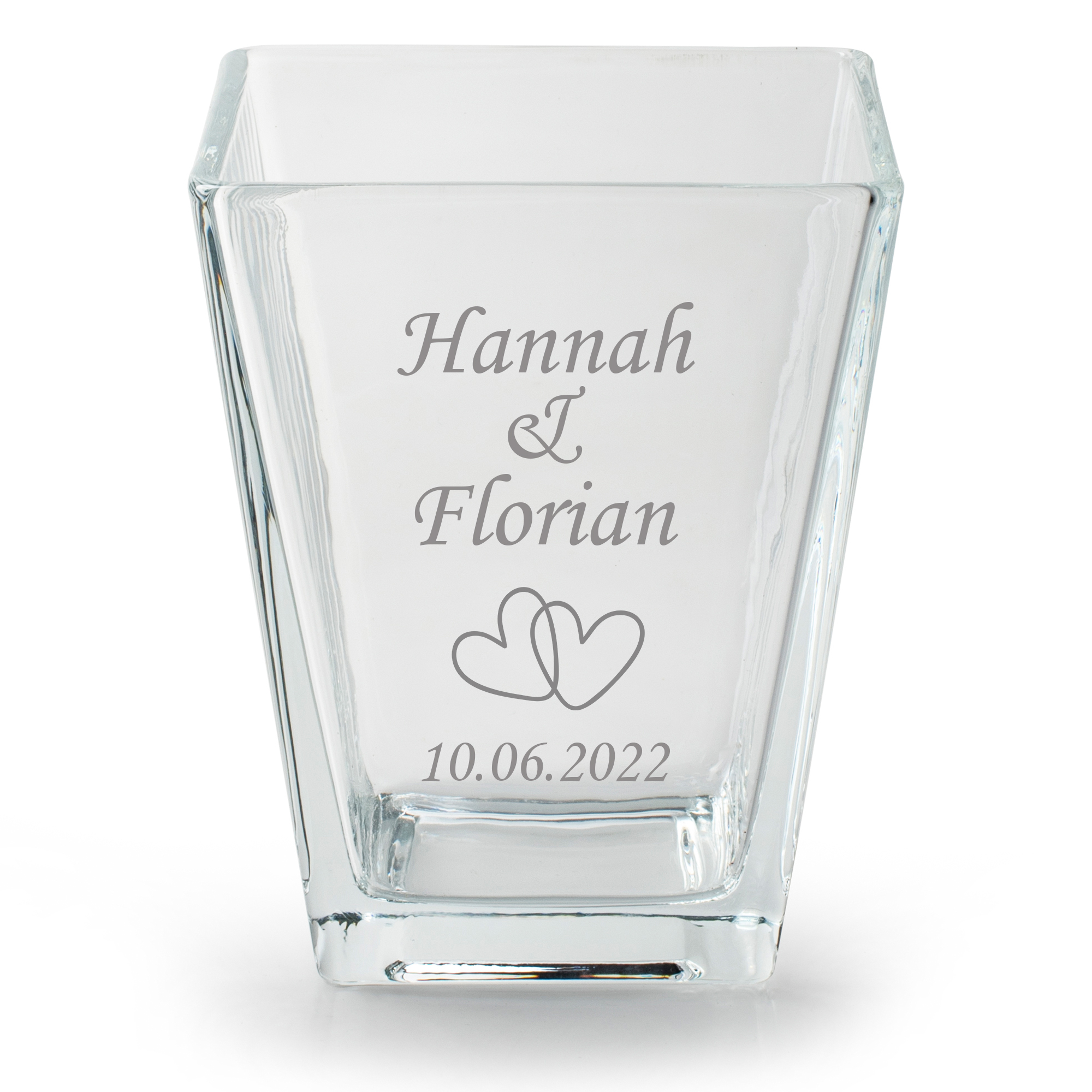 Windlicht mit Gravur für die Hochzeit H 14 cm