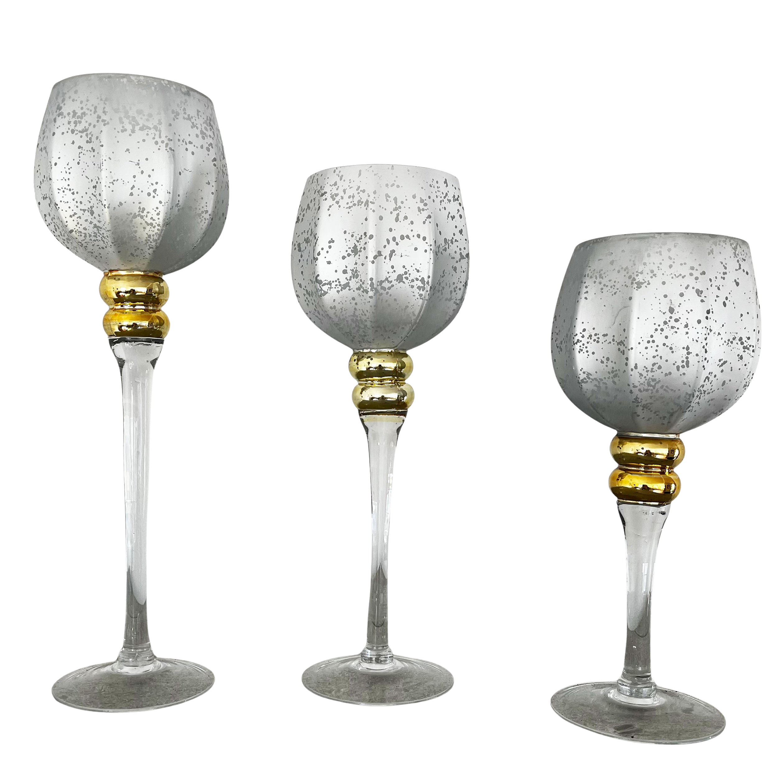 3-tlg. Set Windlichter auf Fuß - Teelicht Kerzenhalter Glas