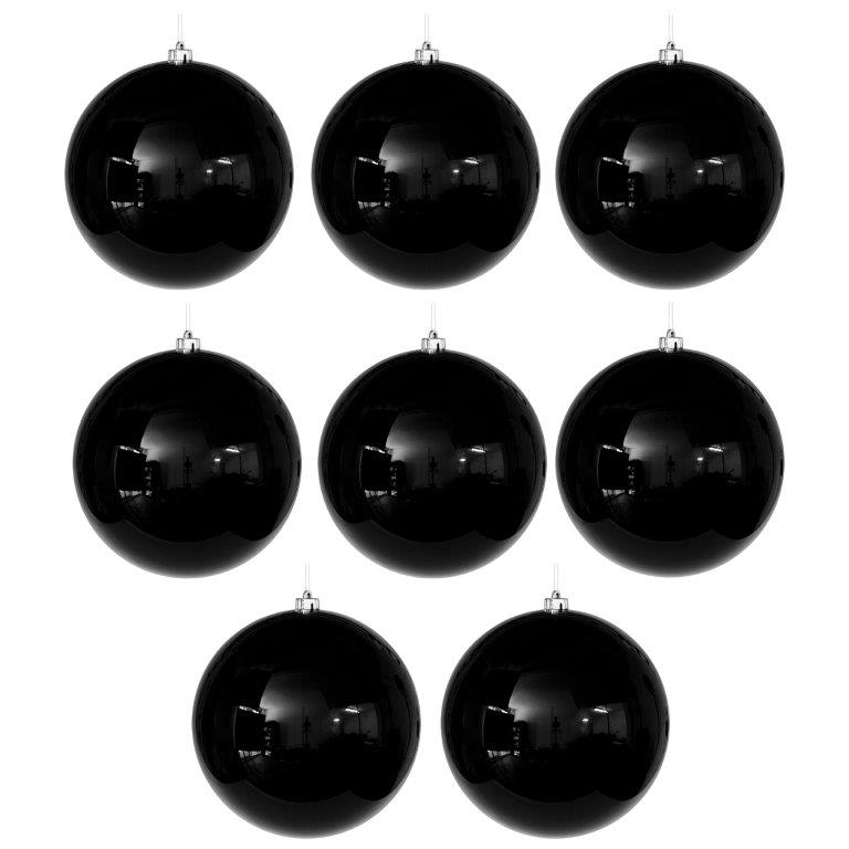 XL Weihnachtskugeln aus Kunststoff - Schwarz - Outdoor - EXTRA ROBUST