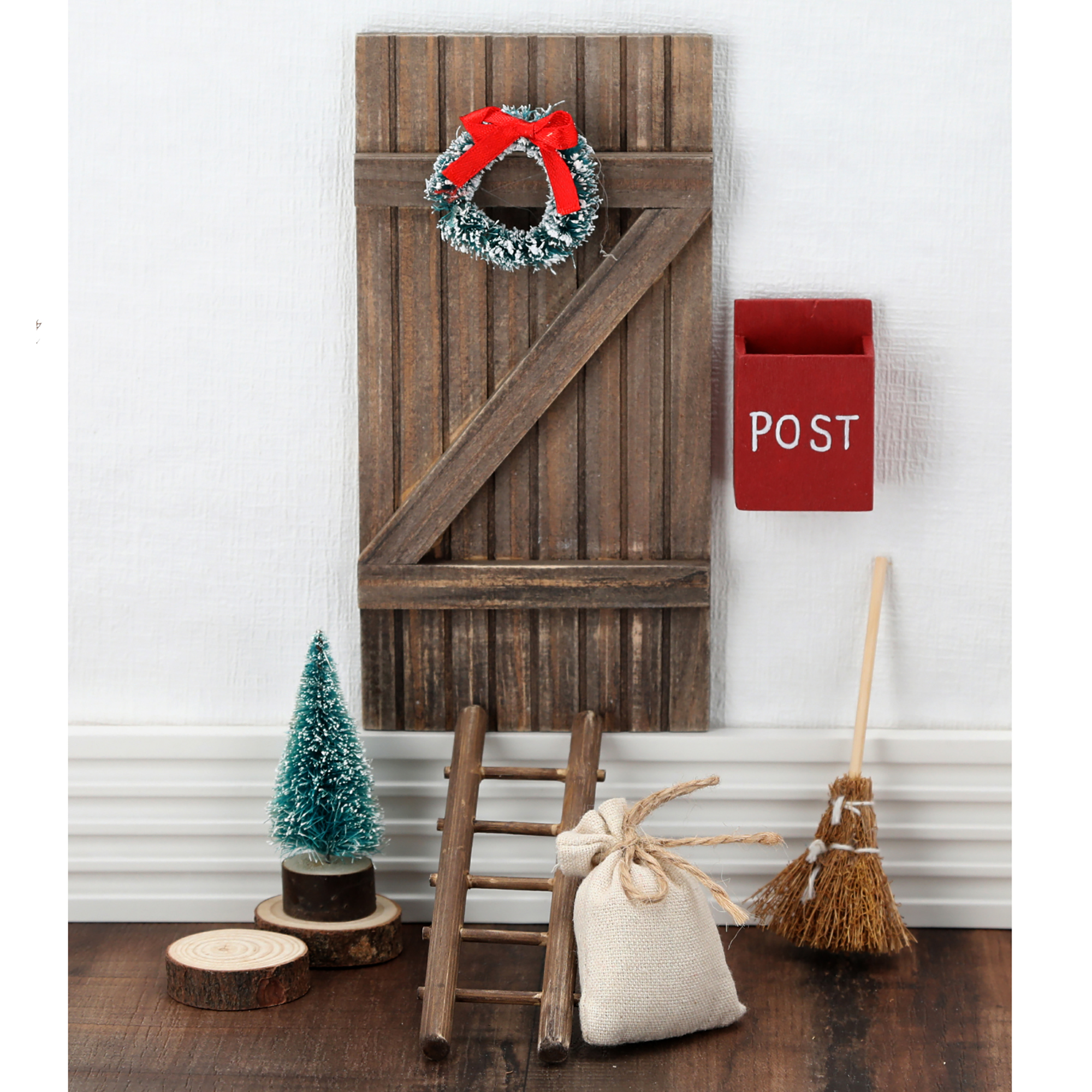 30901_ Wichteltür 8-tlg. aus Holz und Jute - Tür H 18 cm
