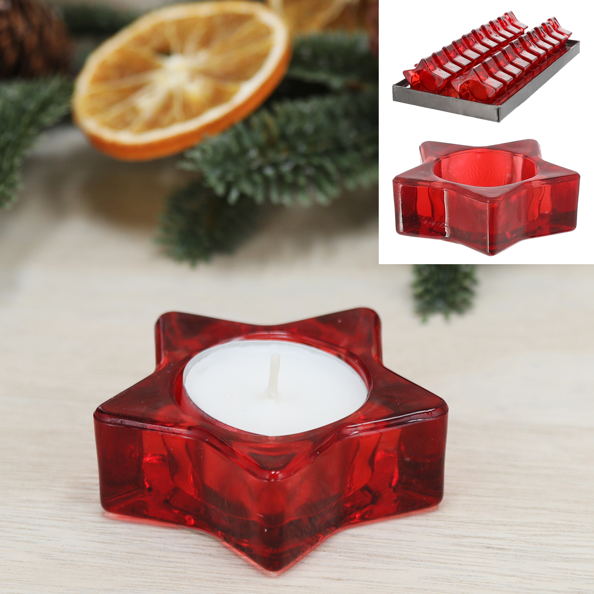 Teelichthalter "Stern" aus Glas Ø 7,4 cm