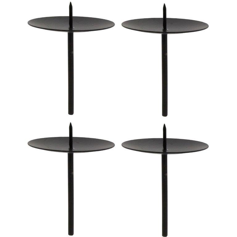 091185_Kerzenhalter-Kranz-klein-4er 4 x Kerzenhalter aus Metall mit Pick für Adventskranz