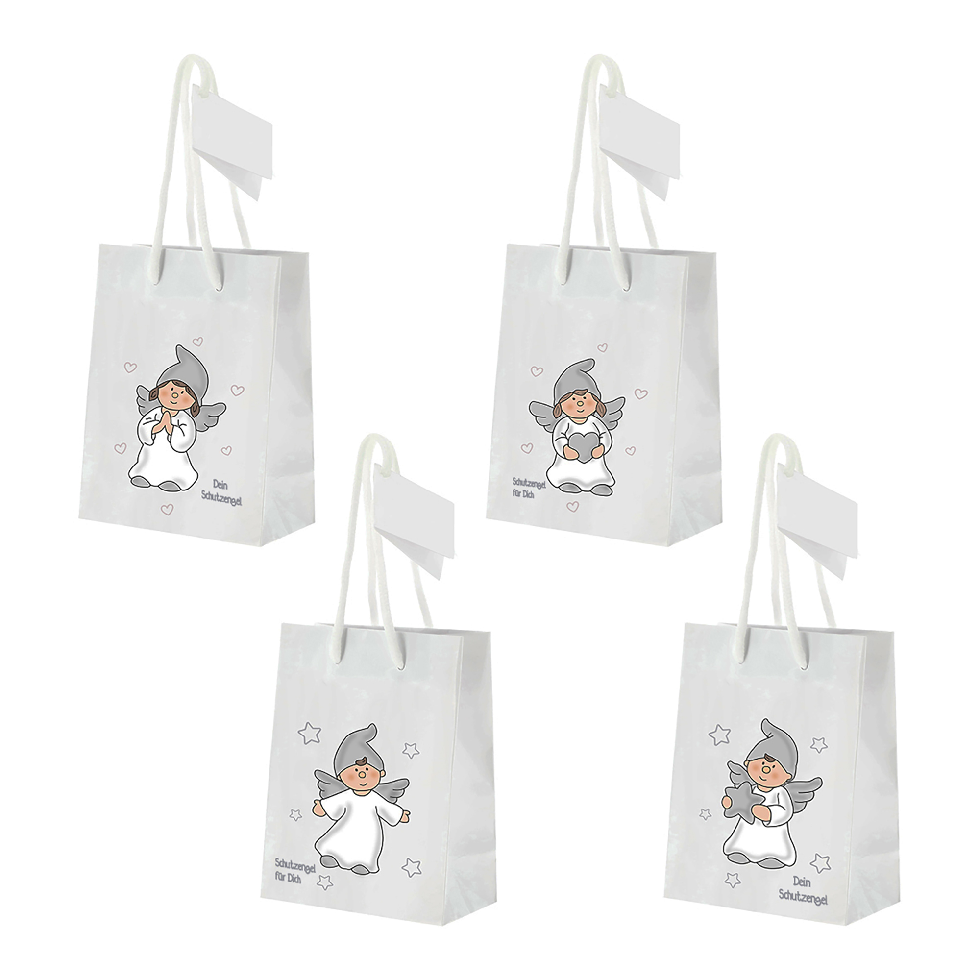 46336-KopieLx0LqjBFZDIDM 12 x Geschenktüte Schutzengel aus Papier - 3 Modelle - 3 Größen
