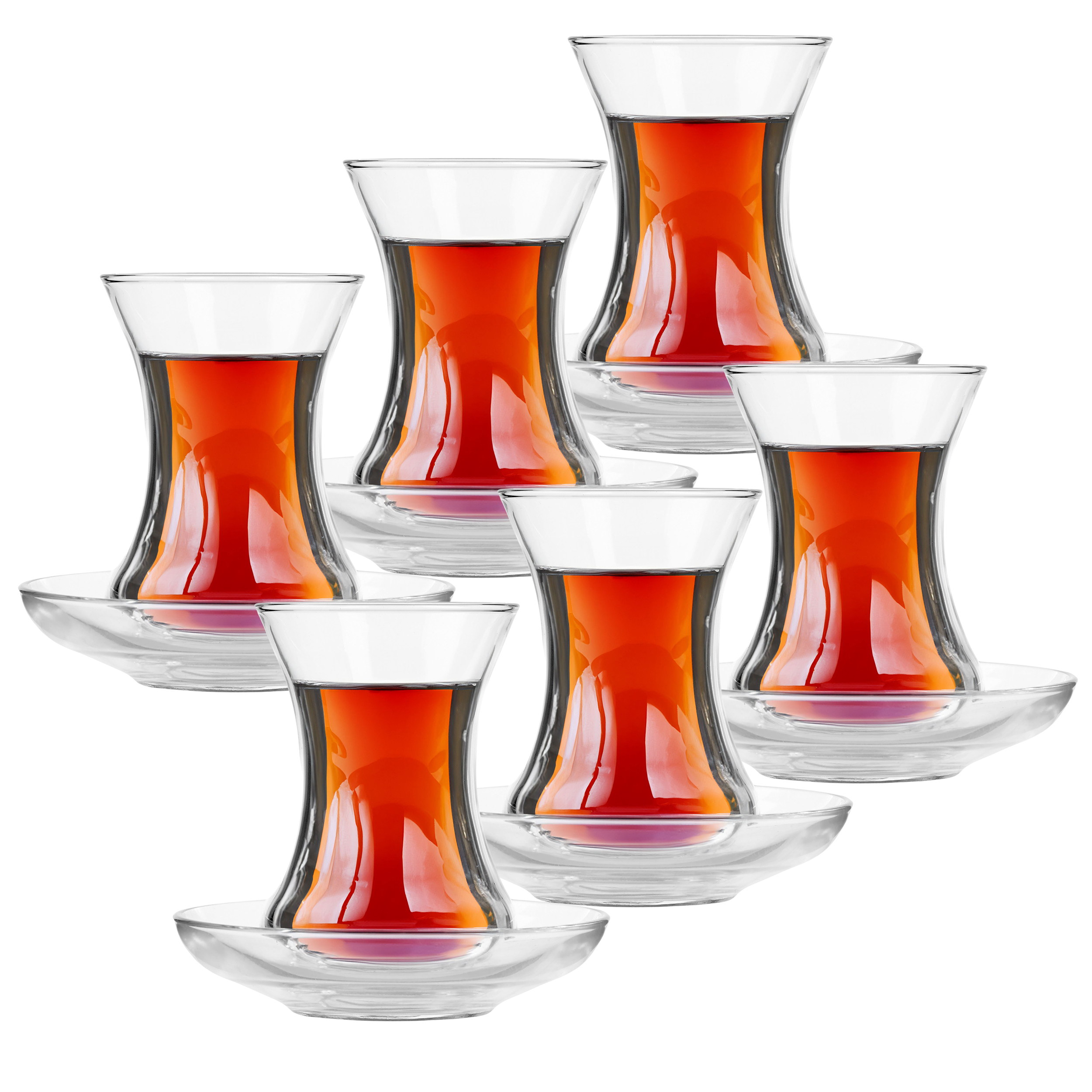 12-tlg. Set Teegläser mit Unterteller aus Glas 130 ml  - Orientalische Teegläser
