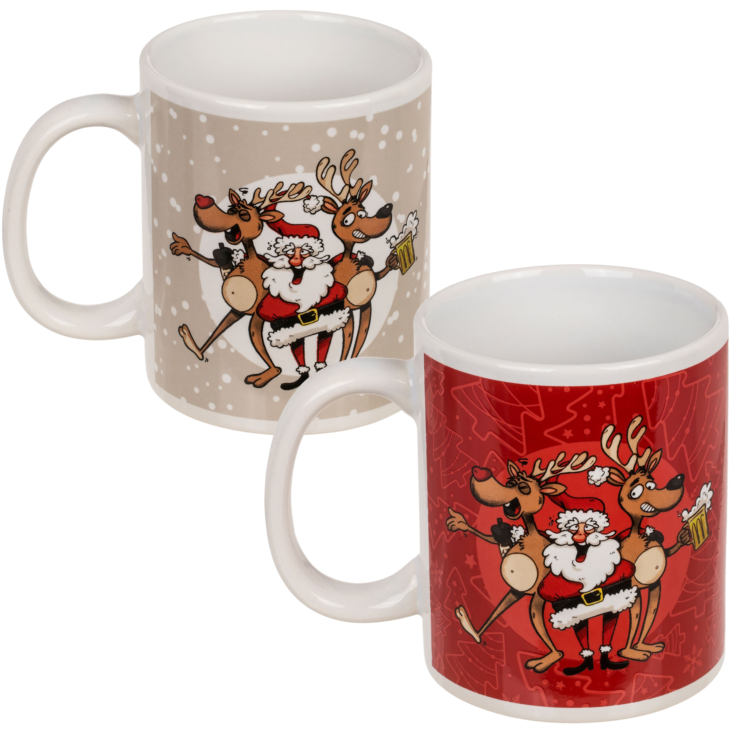 Weihnachtstassen "Crazy Santa" in zwei Modellen sortiert