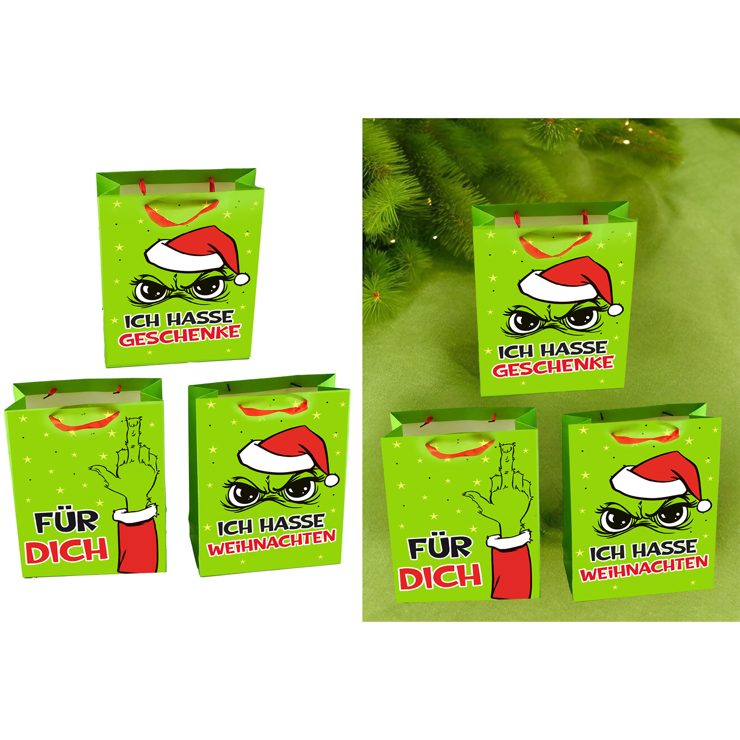 6 x Geschenktüten "Festtags-Muffel" aus Papier