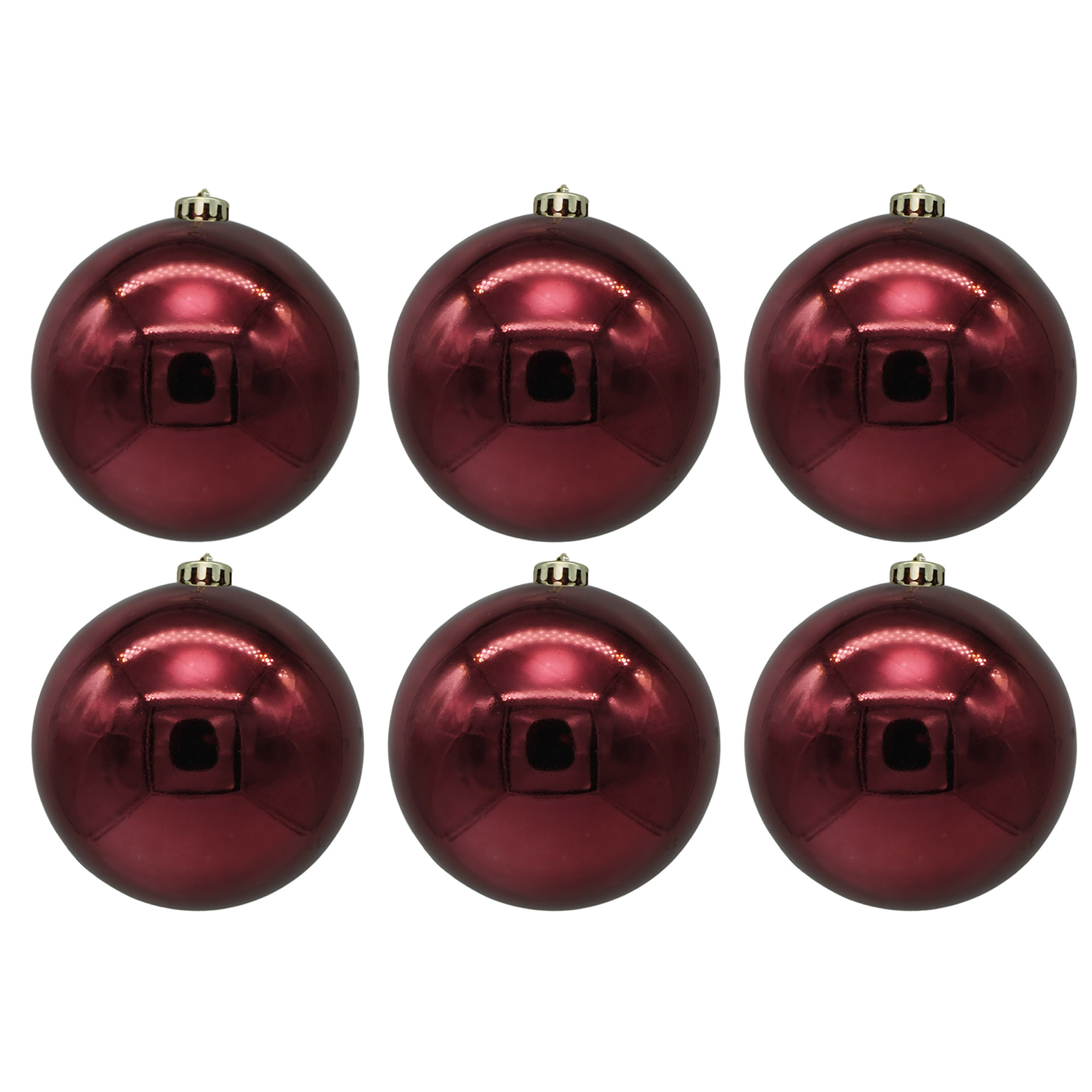 01564_6er_01579 XL Weihnachtskugeln aus Kunststoff - Bordeaux - Outdoor - EXTRA ROBUST