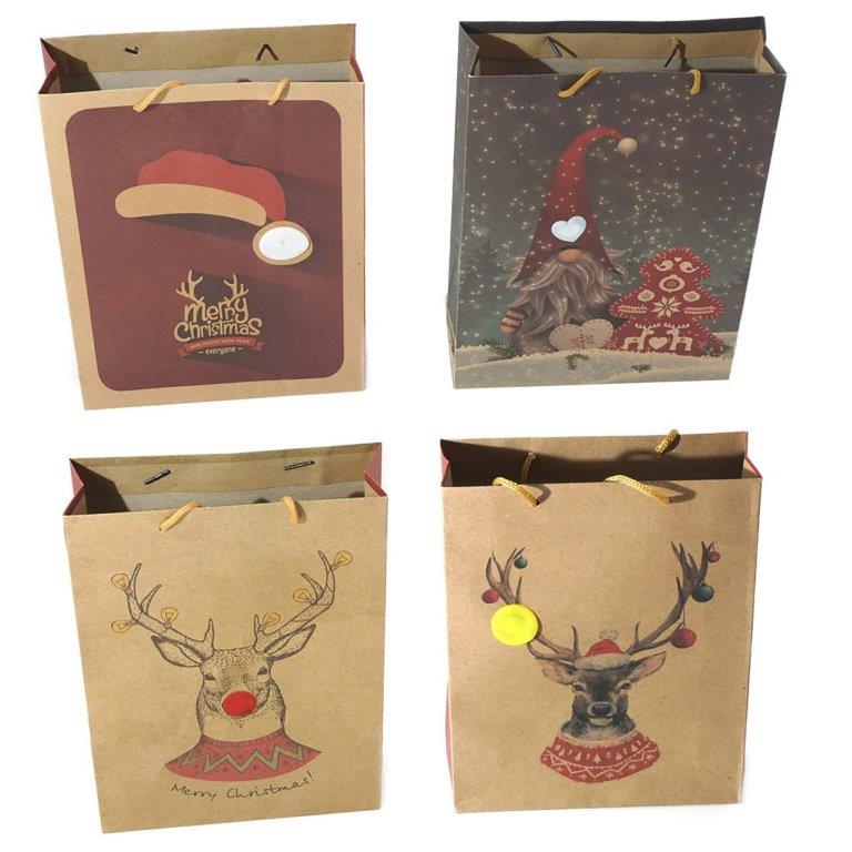 30399wcvVOHFJdDCsn 12 x Geschenktüten mit LED-Licht im Vintage Look - 23 x 18 cm