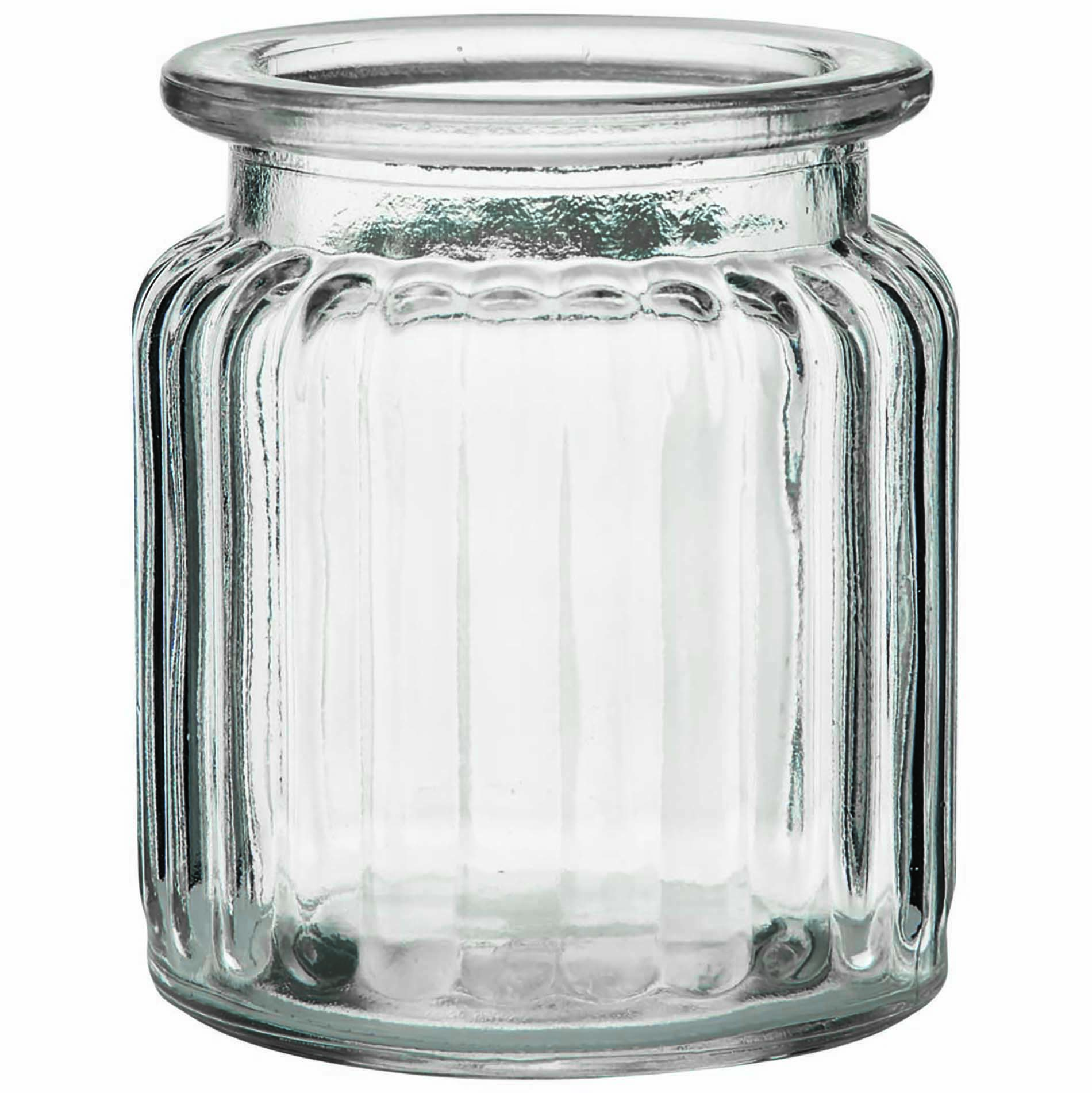 12 x Windlichter aus Glas geriffelt H 9 cm