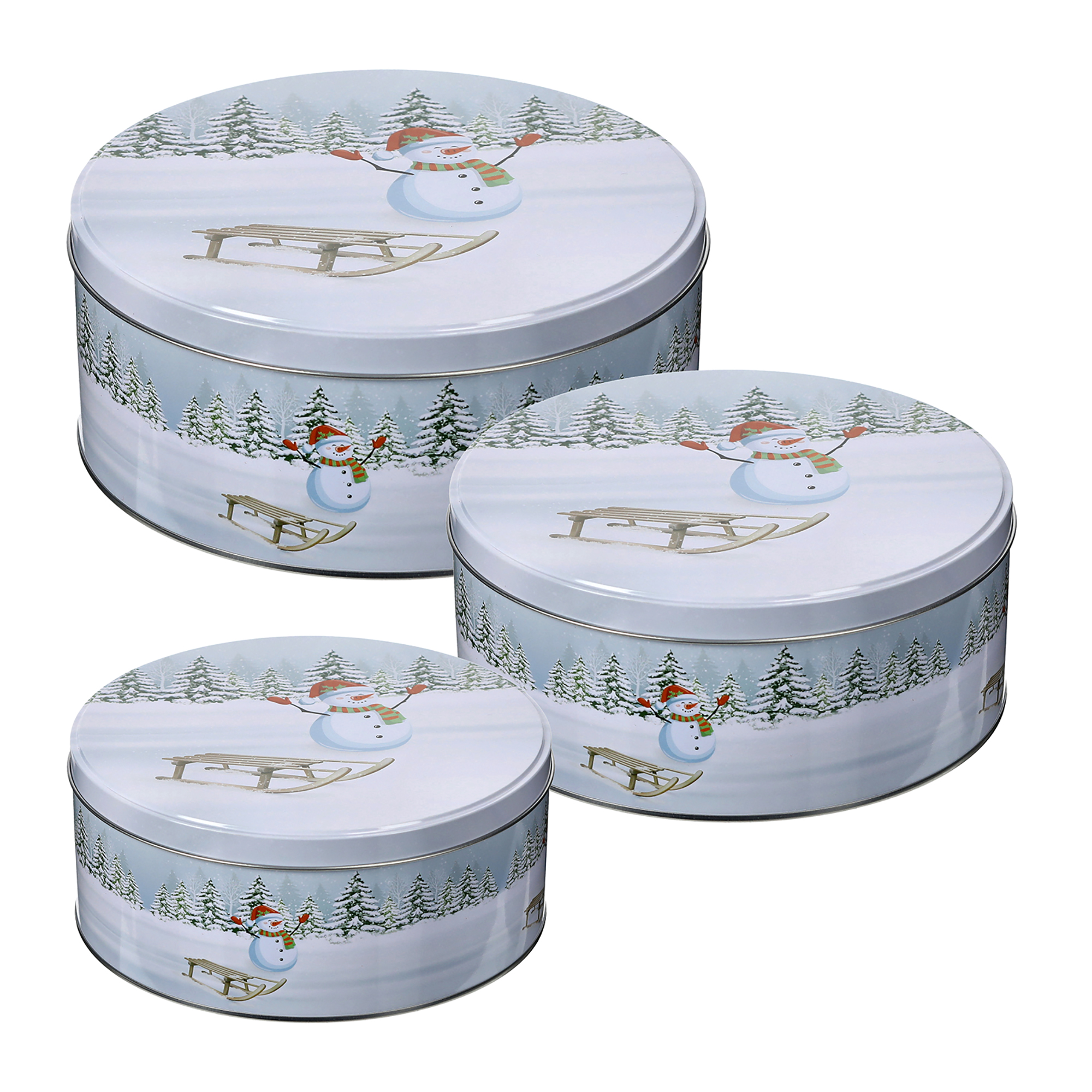 3-tlg. Set Gebäckdosen aus Metall für Weihnachten