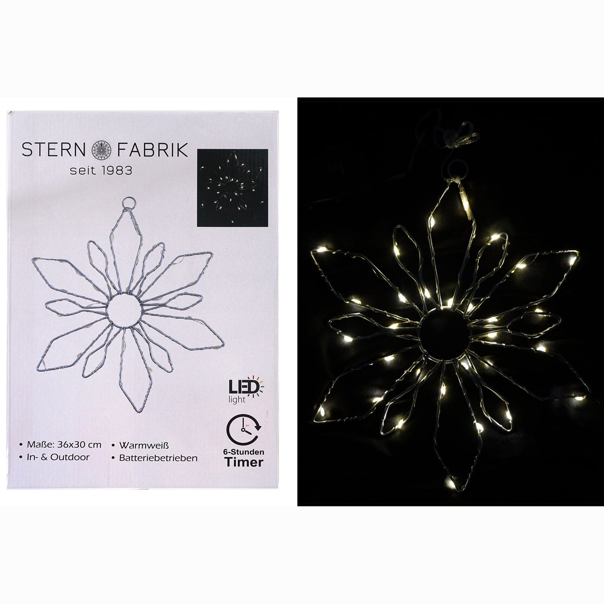 11777g8Y8JsNQCiwGN LED Metall "Schneeflocke" 50 Leds - 36 x 30 cm mit Timer / auch für Outdoor / Batteriebetrieben