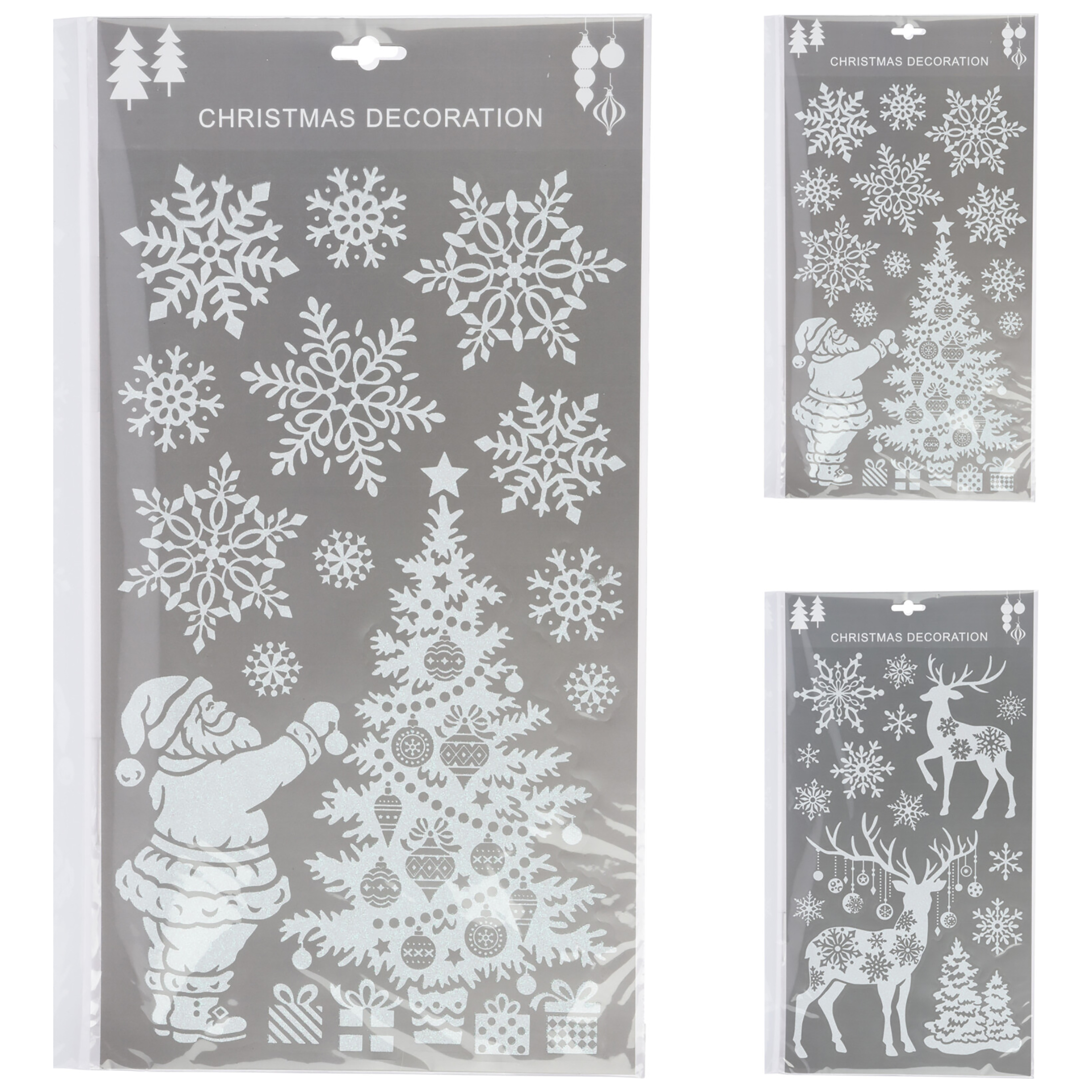 AWR301530_Fensterbilder-weiss 4 x Bögen Fensterbilder für Weihnachten - 2 Modelle - H 47 cm - B 24 cm