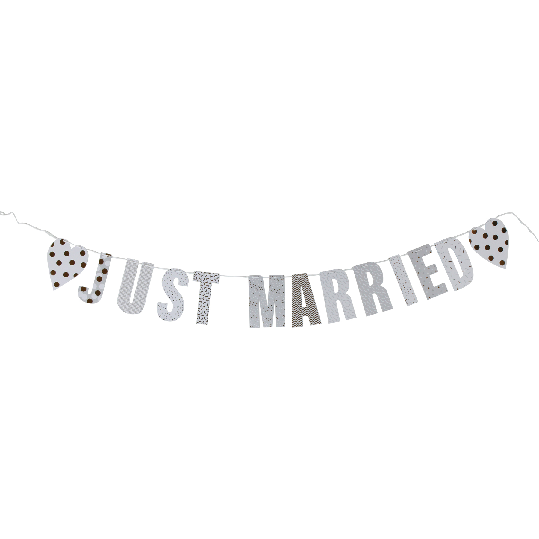 3 x Girlande "Just Married" weiß ca. 3 m