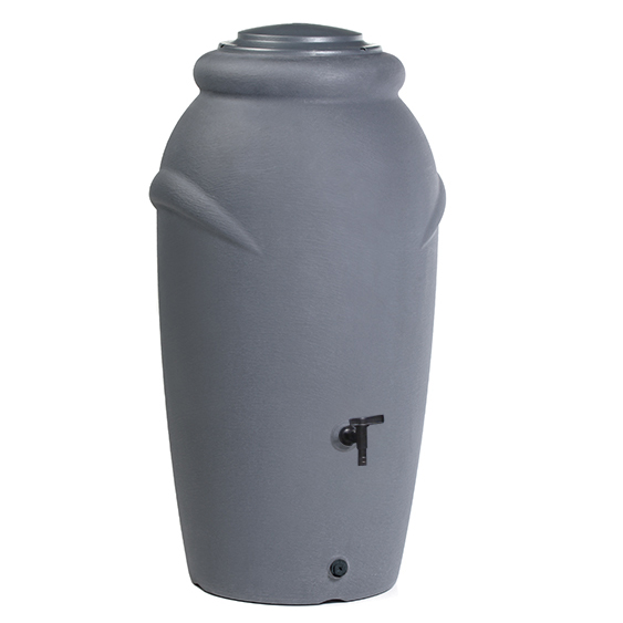 Aquacan_Baby__ICAN210_S443_mit-Hahn-GRAU Regentonne "Amphore" 210 Liter Fassungsvermögen 60 x 56 x 118 cm