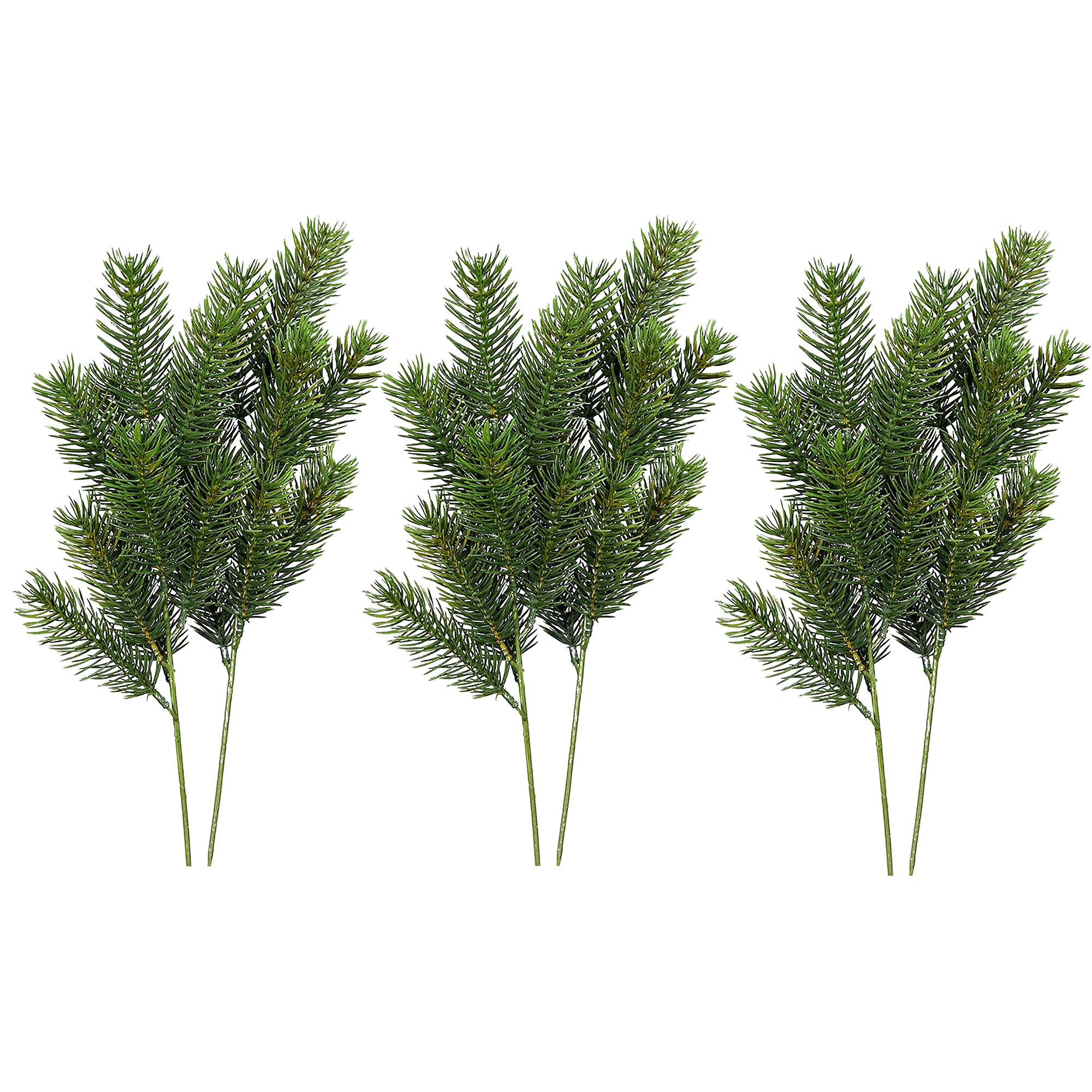 313769_6er 6 x Künstliche Tannenzweige mit jeweils 9 Trieben - L ca. 30 cm