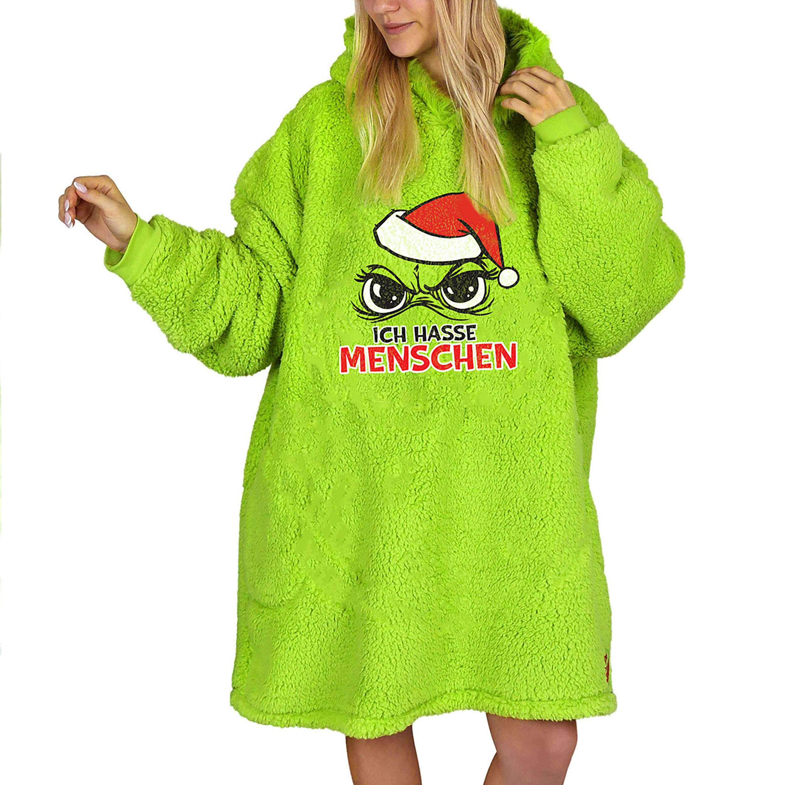 04984oj97ICqE89Dda Hoodie Sweatshirt Decke "Festtags-Muffel" Einheitsgröße 130 x 180 cm
