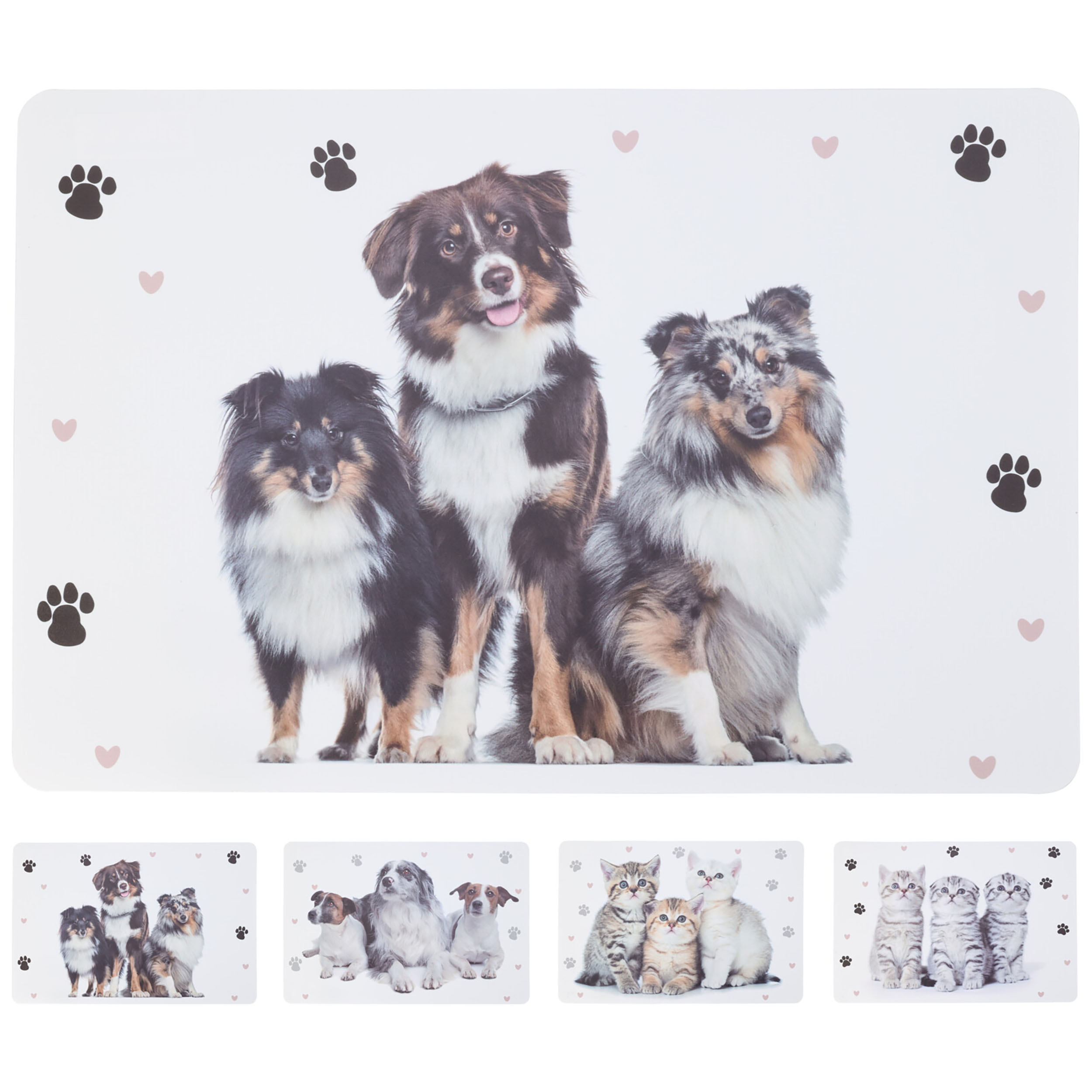 B04222480-_ 8-tlg. Set Platzset Tiere mit Hunden und Katzen - 43,5 x 28,5 cm