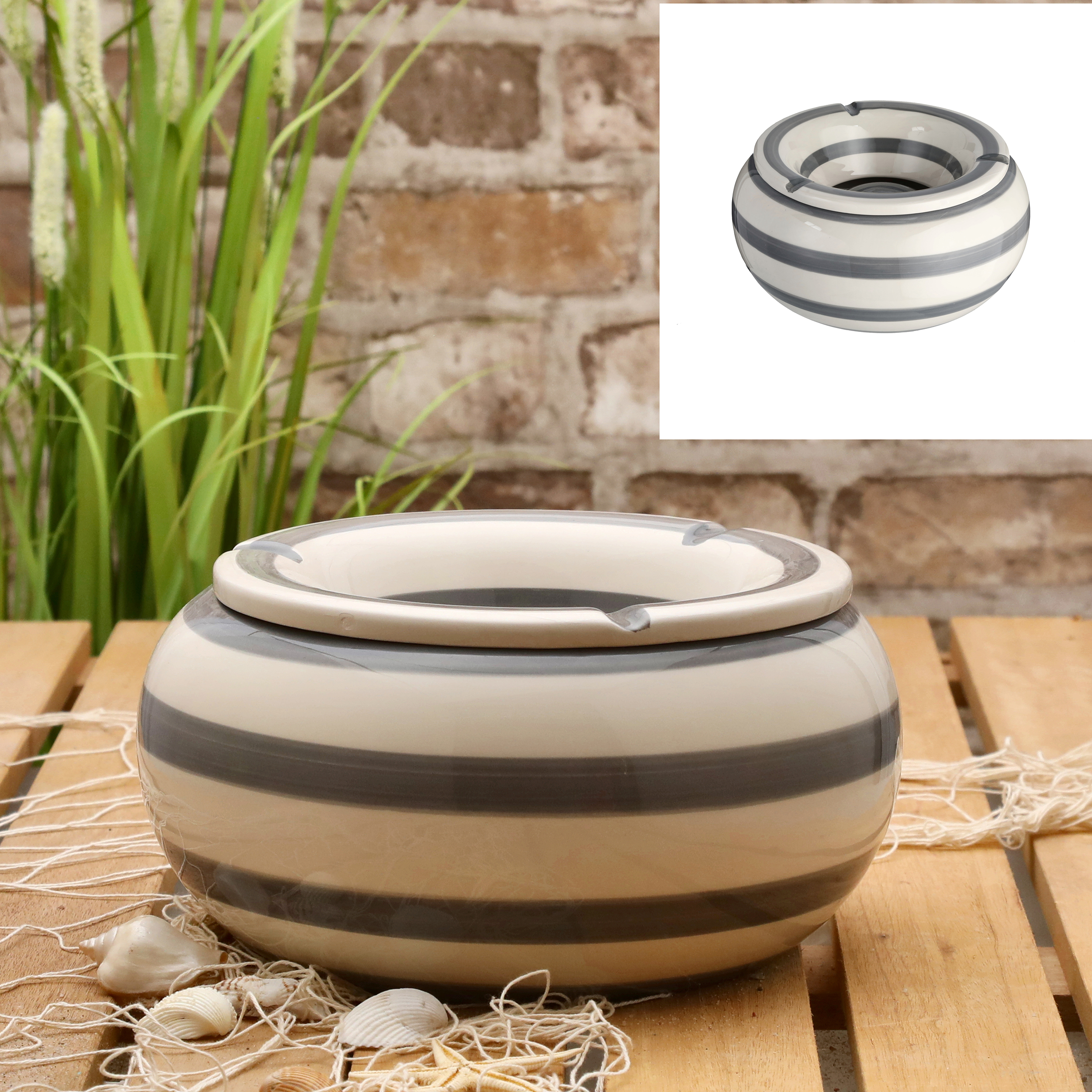 51597-522808 Riesiger Windaschenbecher aus hochwertigem Dolomit - grau - Ø 23 cm
