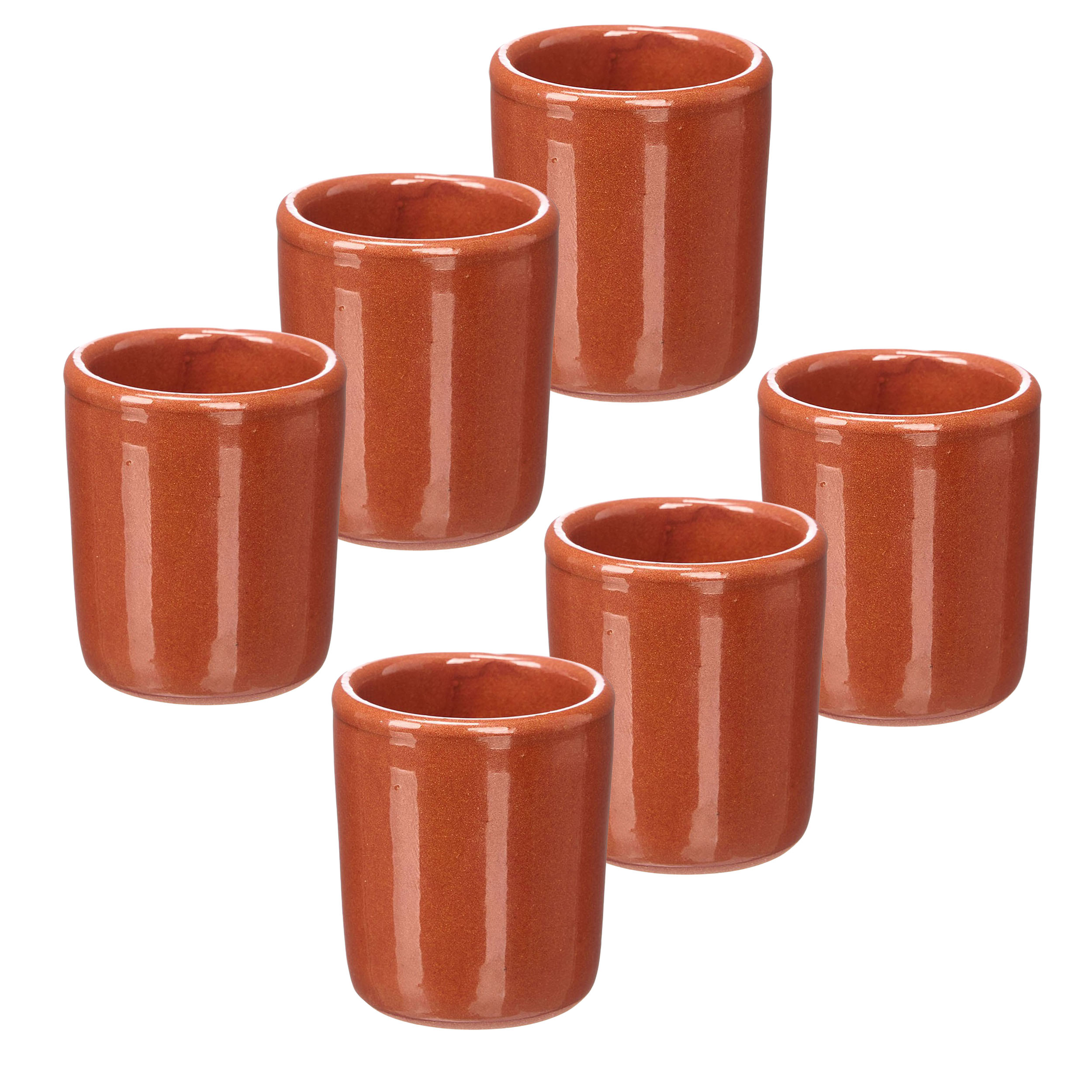 12970-neu-6er 6 x Schnapsbecher aus Ton 50 ml