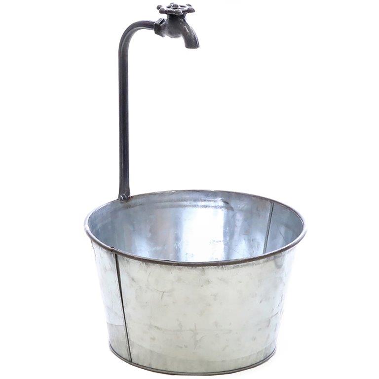 Uriger Pflanztopf verzinkt im Antik-Finish zum Bepflanzen