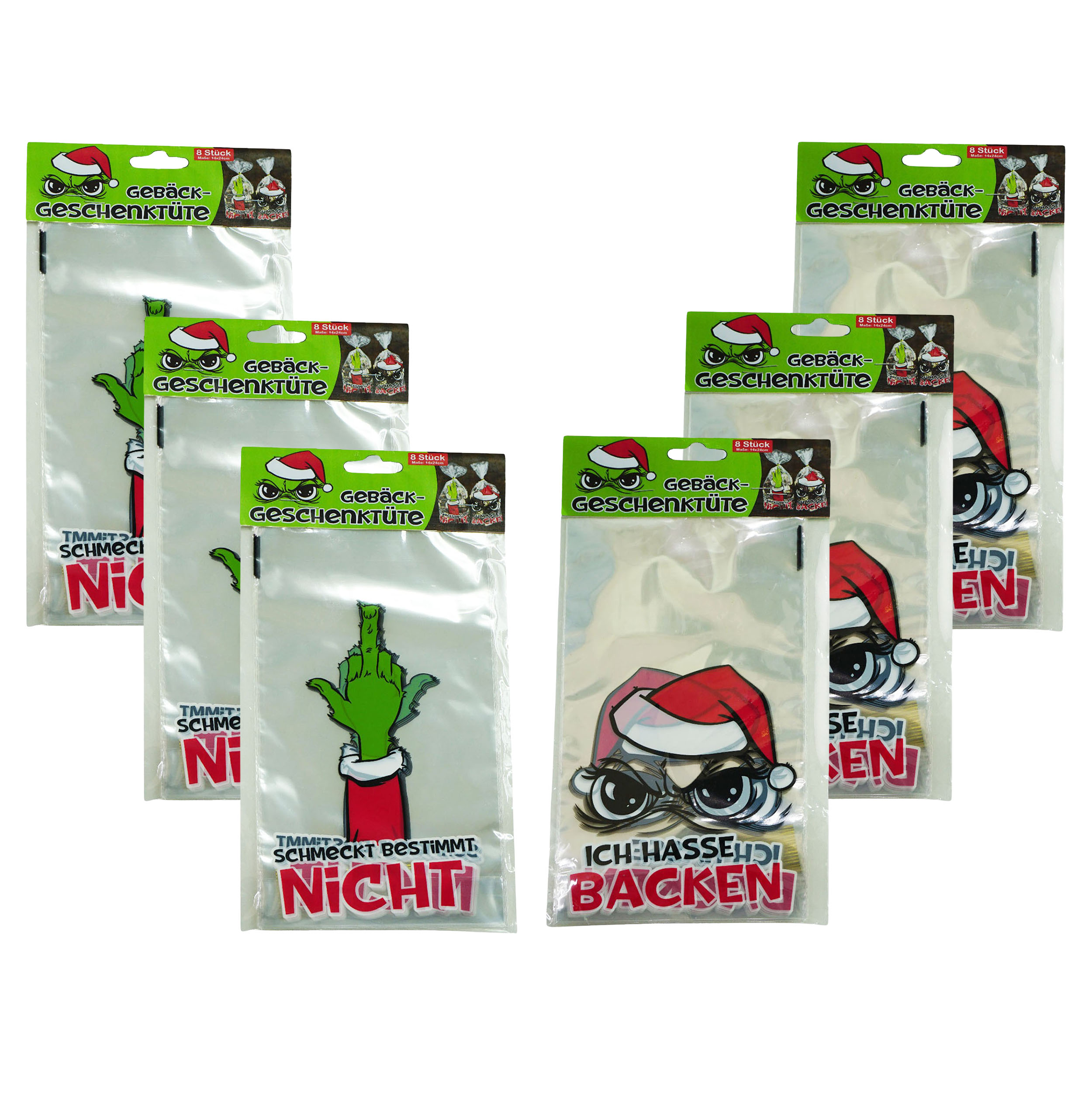 02645-6er 48 x Gebäcktüten - Geschenktüten "Festtags-Muffel" 14 x 24 cm (B/H/)