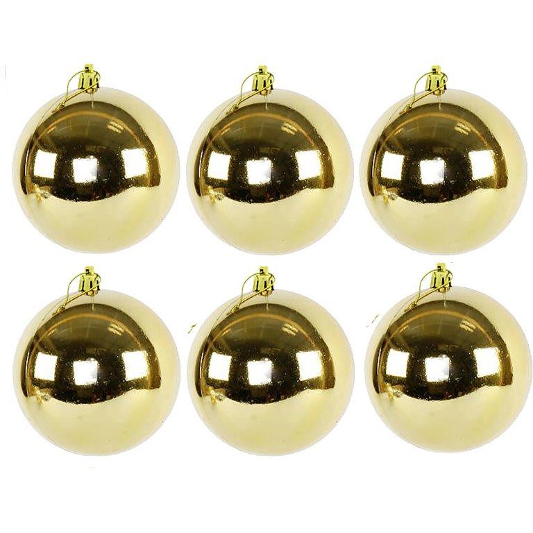 weihnachtskugeln_00270_6er_10-cm___ XL Weihnachtskugeln aus Kunststoff - Gold + Silberfarben - Outdoor - EXTRA ROBUST