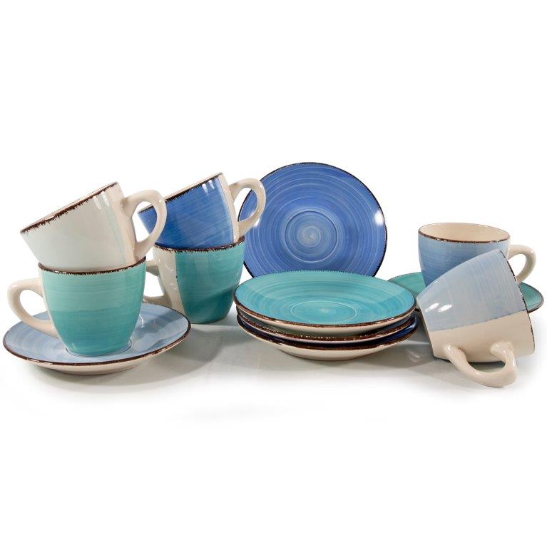 24328195 12 tlg. Kaffeeset "Blue Azul" aus Keramik