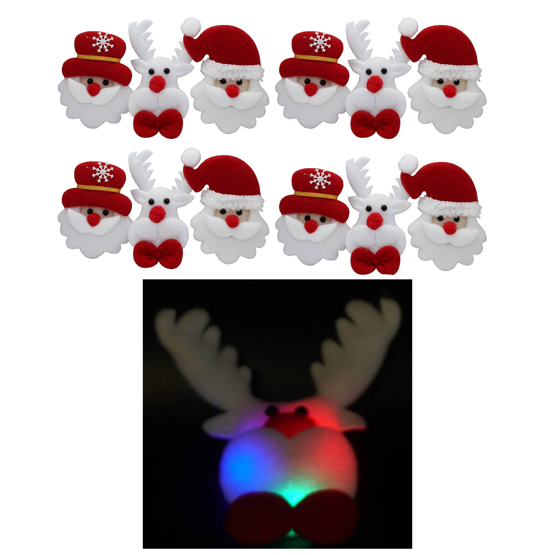 LED Weihnachtsanstecker Blink-Button - 3 Design - inkl. Batterie