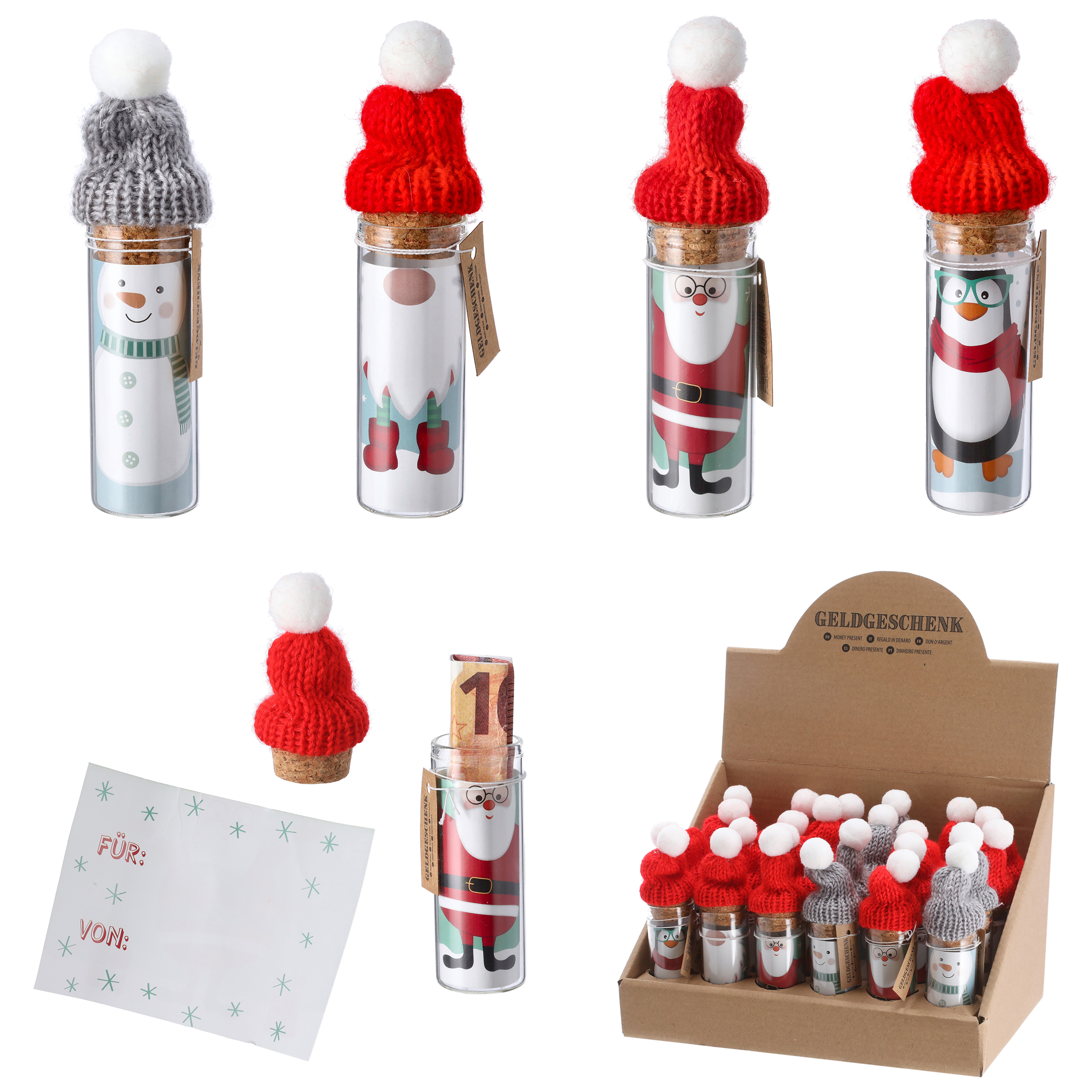 81562-Kopie Geldgeschenk-Set "Winterfreunde" H 14 cm - 4 Modelle