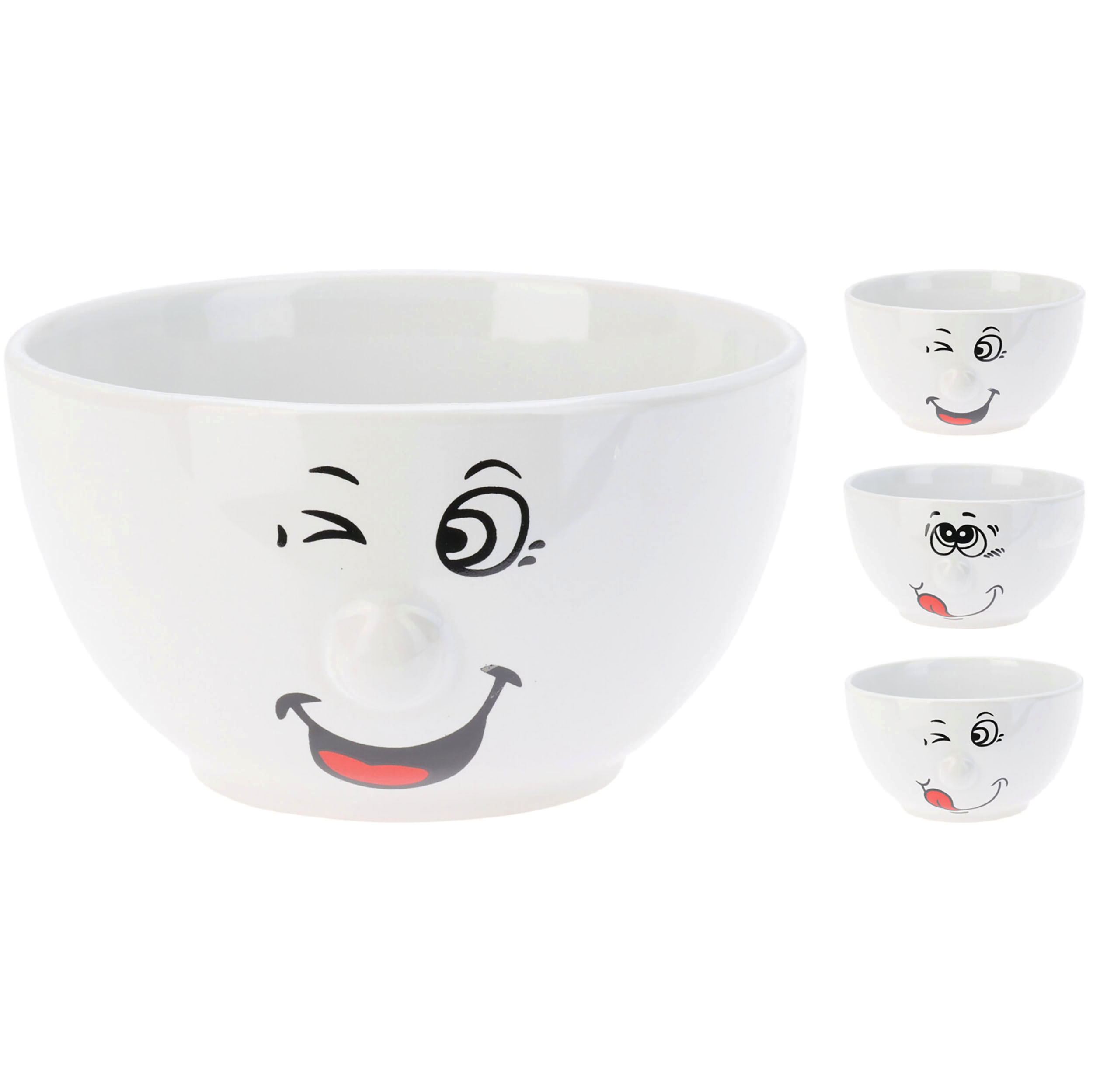 6-tlg. Set lustige Schalen mit süßen Gesichtern