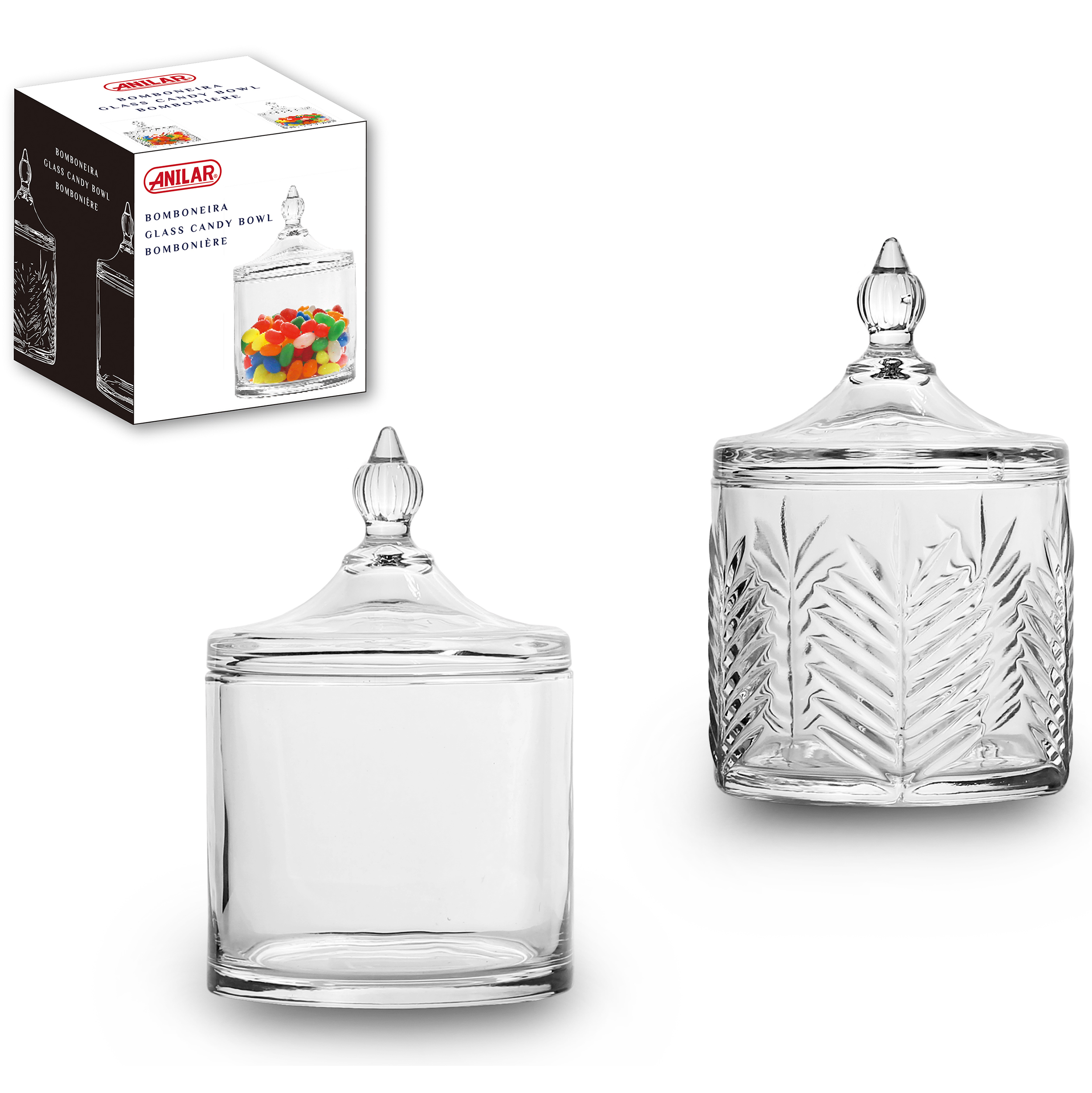 2115790-Kopie 2-tlg. Set Schalen aus Glas mit Deckel - H 15 cm